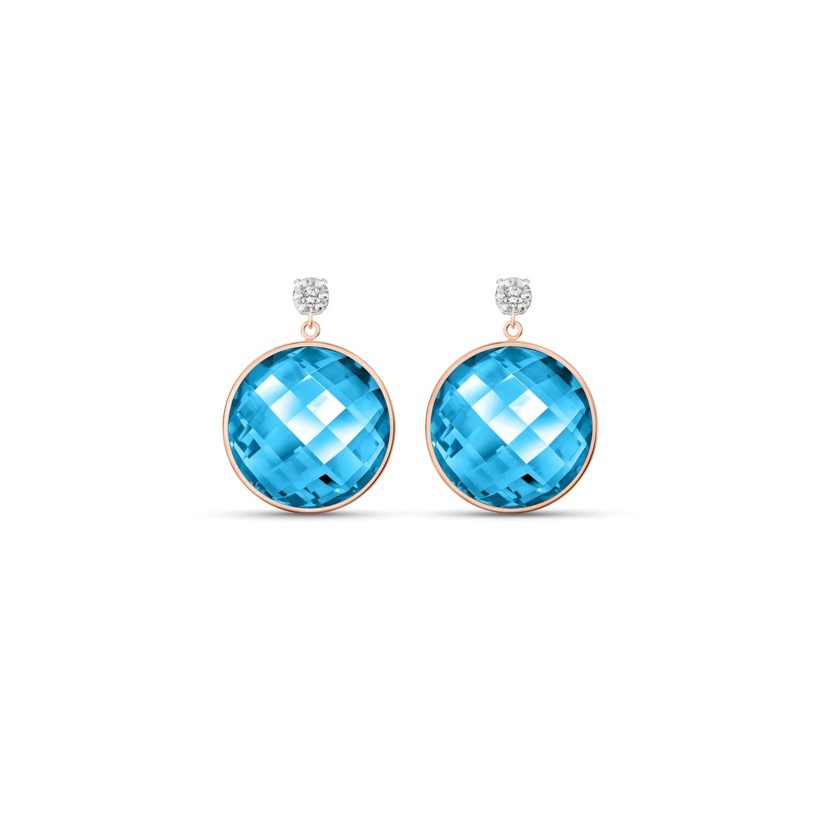 Rose Gold Earrings Blue Topaz 10K — Carlotta