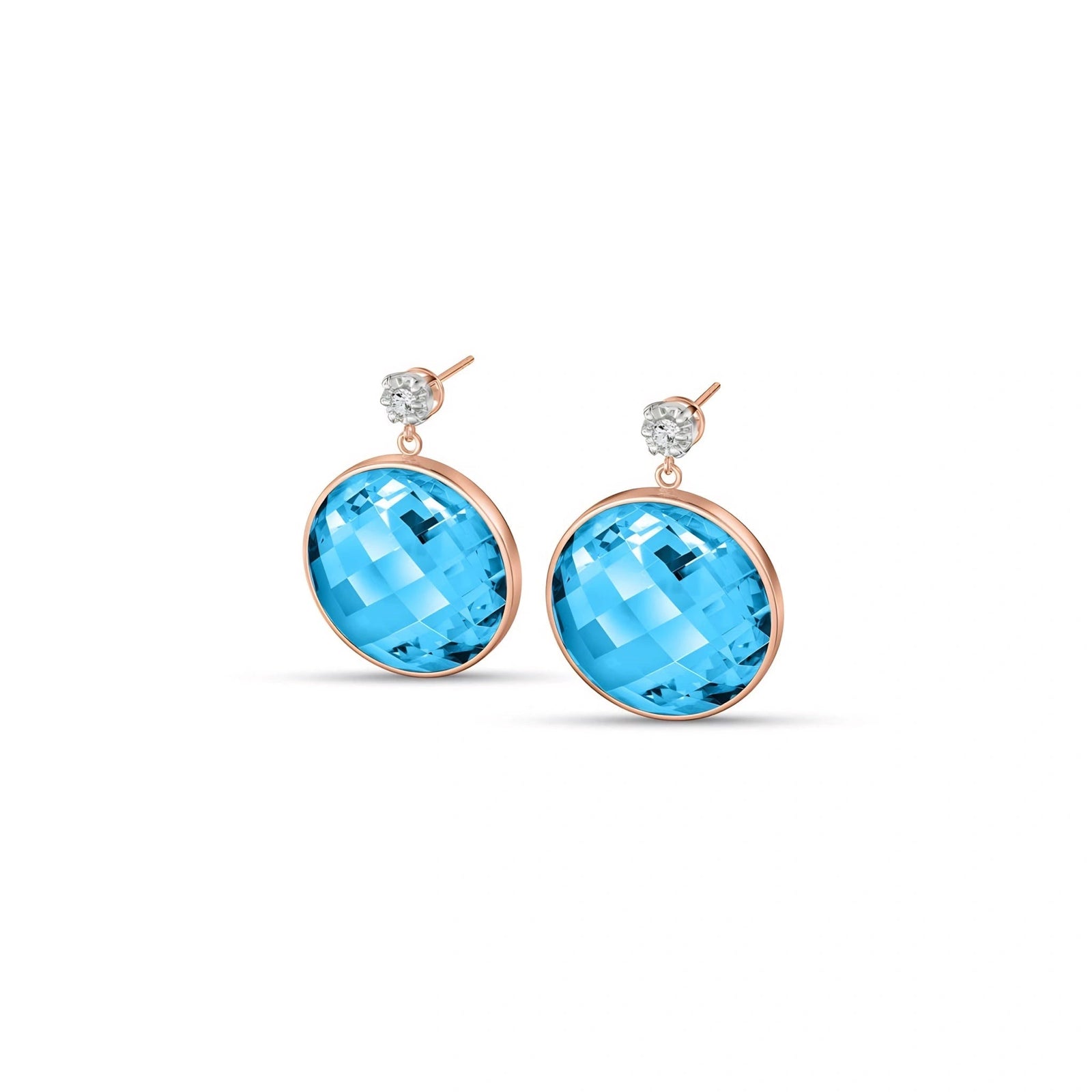 Rose Gold Earrings Blue Topaz 10K — Carlotta