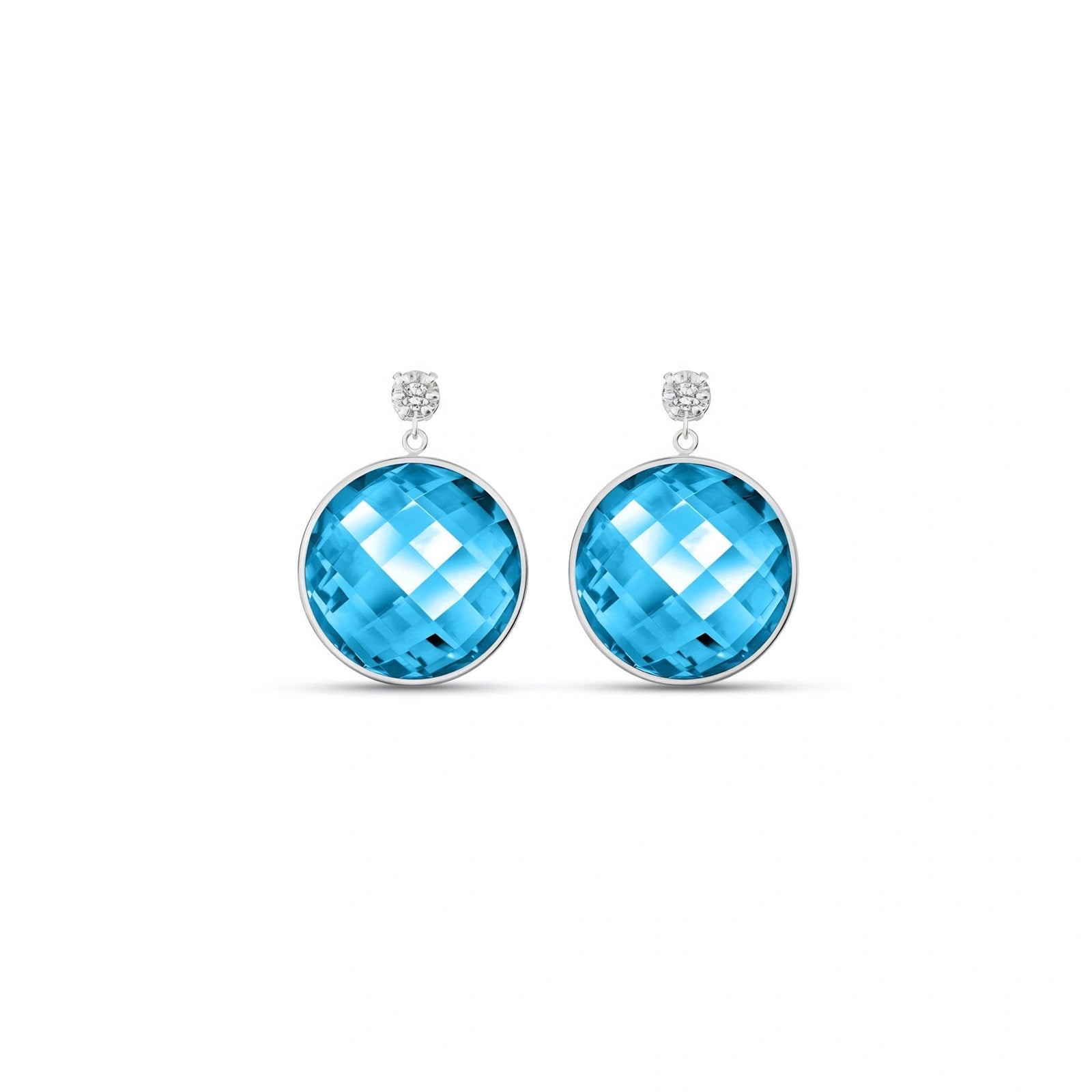 White Gold Earrings Blue Topaz 10K — Carlotta
