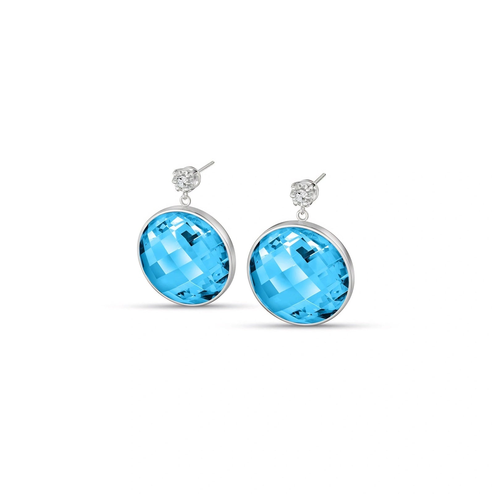 White Gold Earrings Blue Topaz 10K — Carlotta