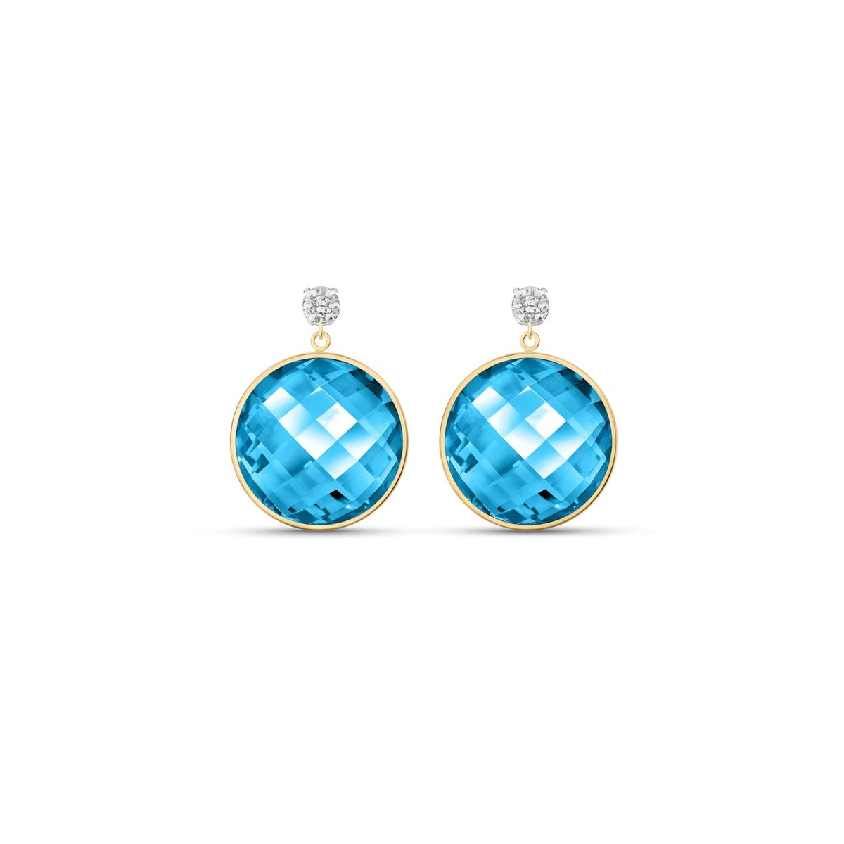 Yellow Gold Earrings Blue Topaz 10K — Carlotta