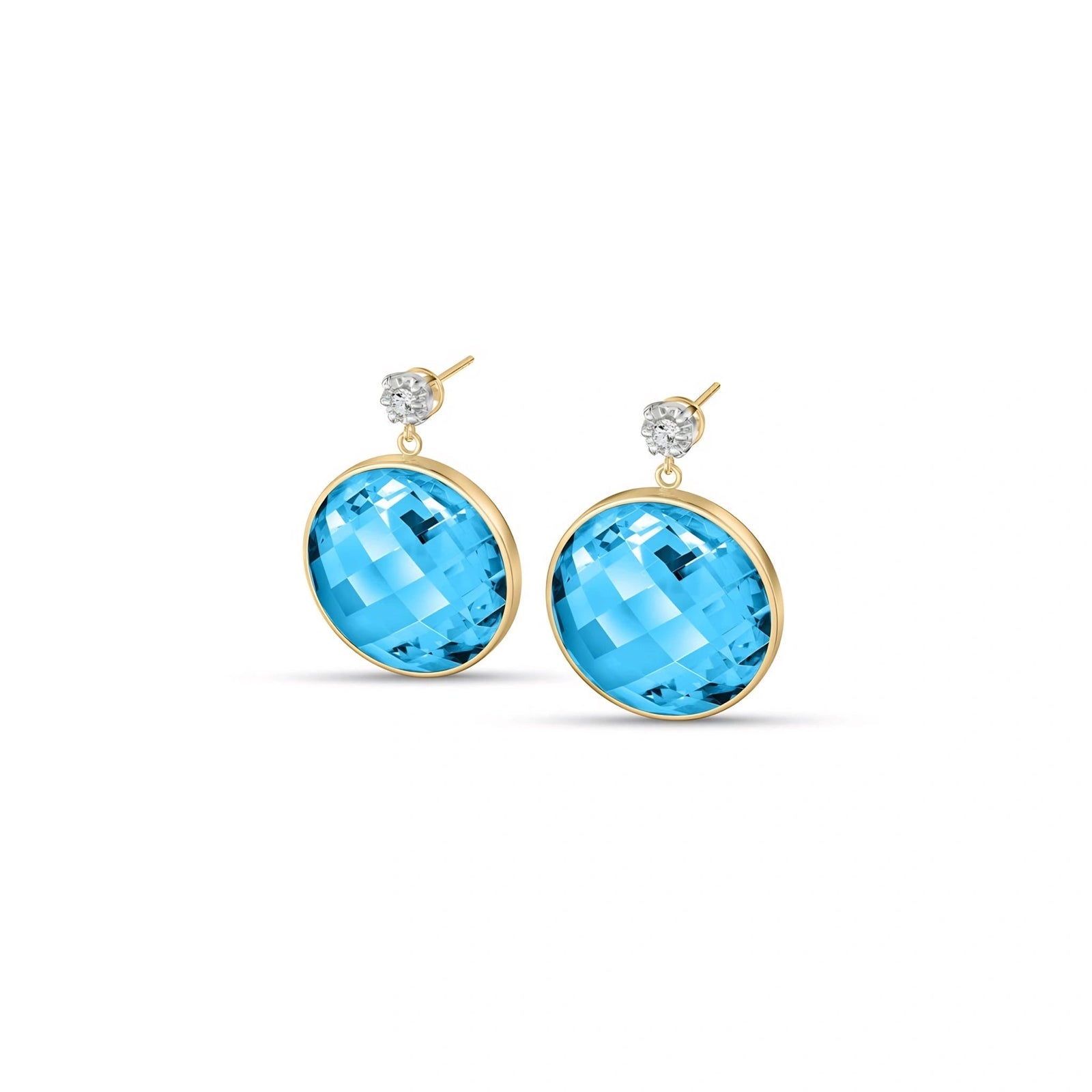 Yellow Gold Earrings Blue Topaz 10K — Carlotta