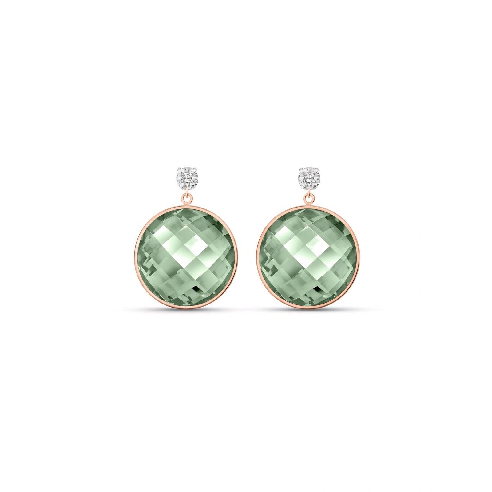Rose Gold Earrings Green Amethyst 10K — Carlotta