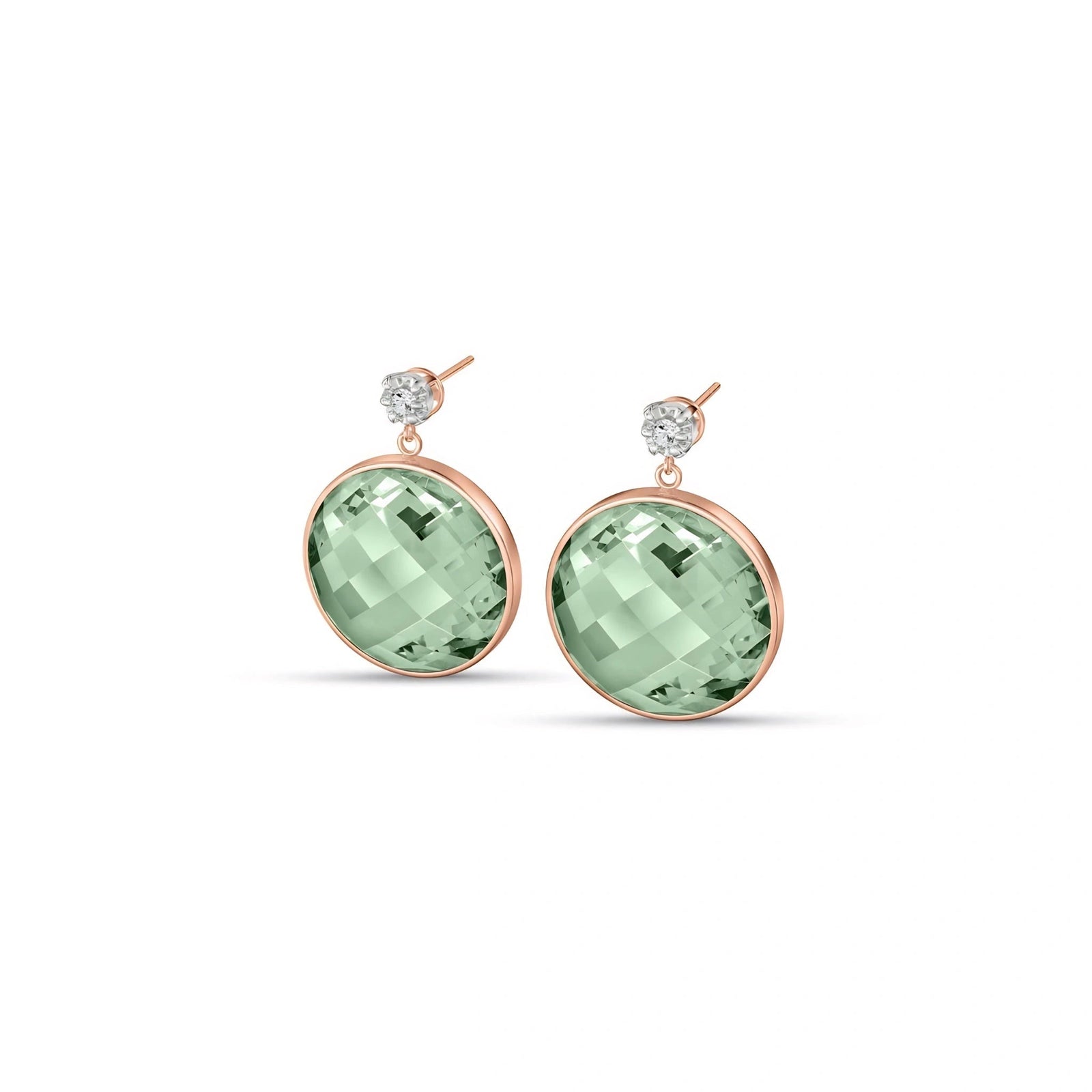 Rose Gold Earrings Green Amethyst 10K — Carlotta