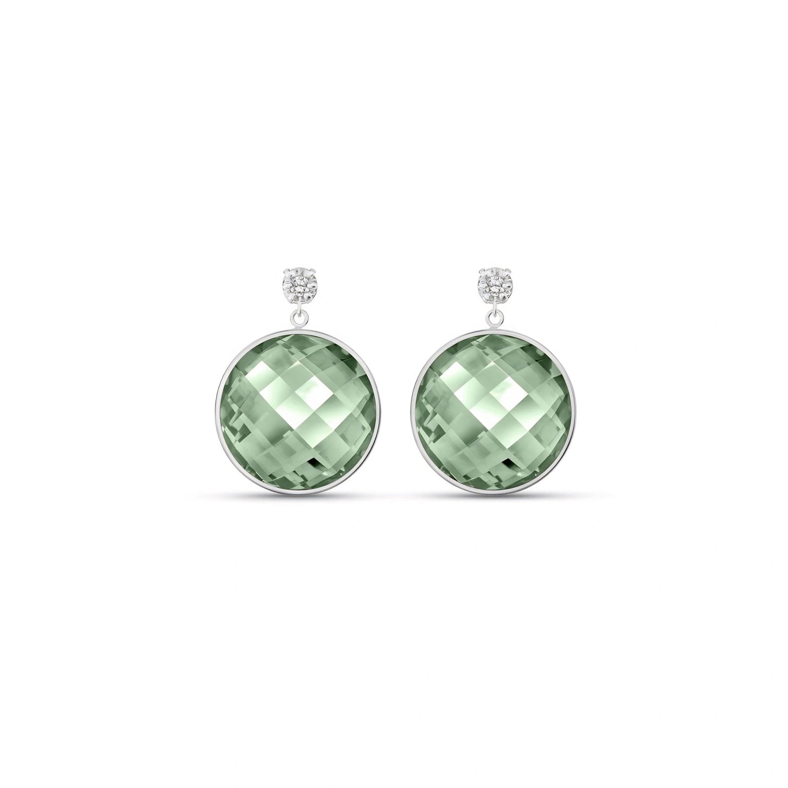 White Gold Earrings Green Amethyst 10K — Carlotta