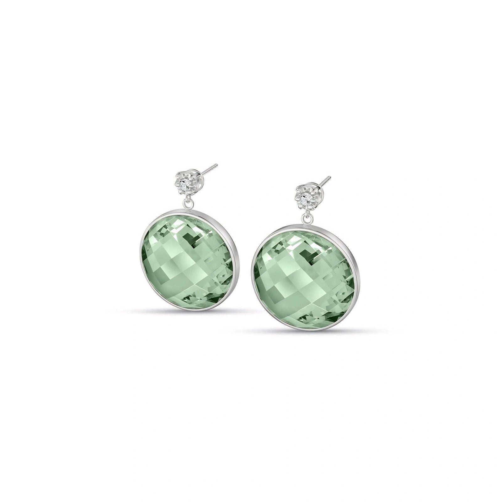 White Gold Earrings Green Amethyst 10K — Carlotta