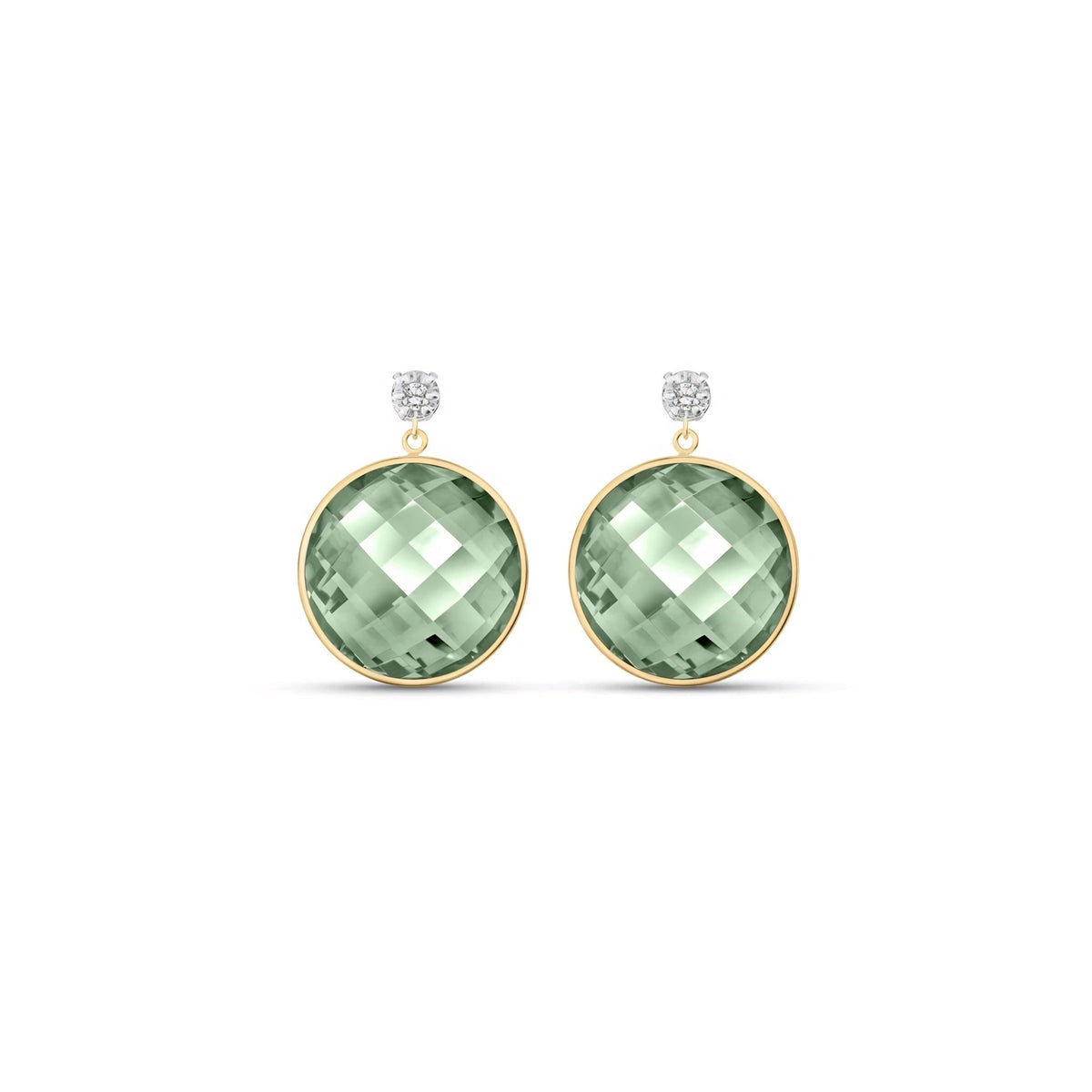 Yellow Gold Earrings Green Amethyst 10K — Carlotta