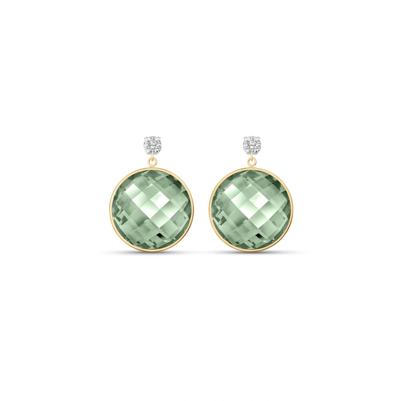 Yellow Gold Earrings Green Amethyst 10K — Carlotta