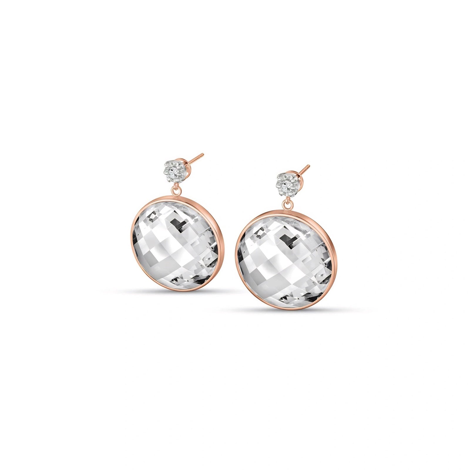 Rose Gold Earrings White Topaz 10K — Carlotta
