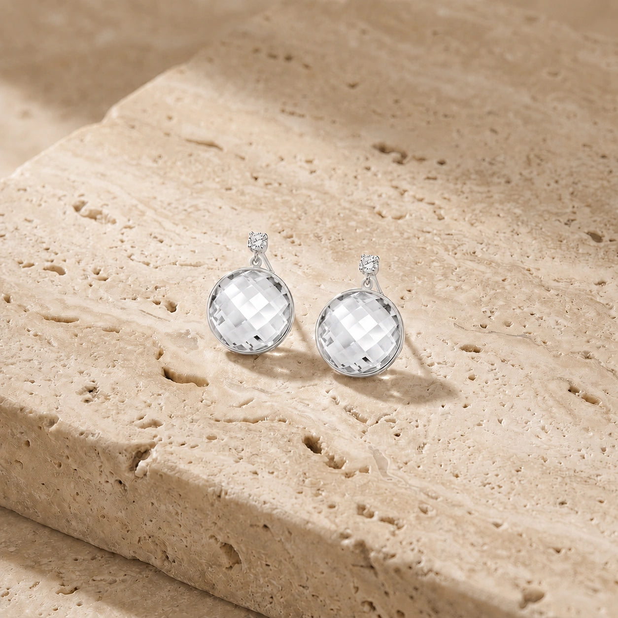 White Gold Earrings White Topaz 10K — Carlotta