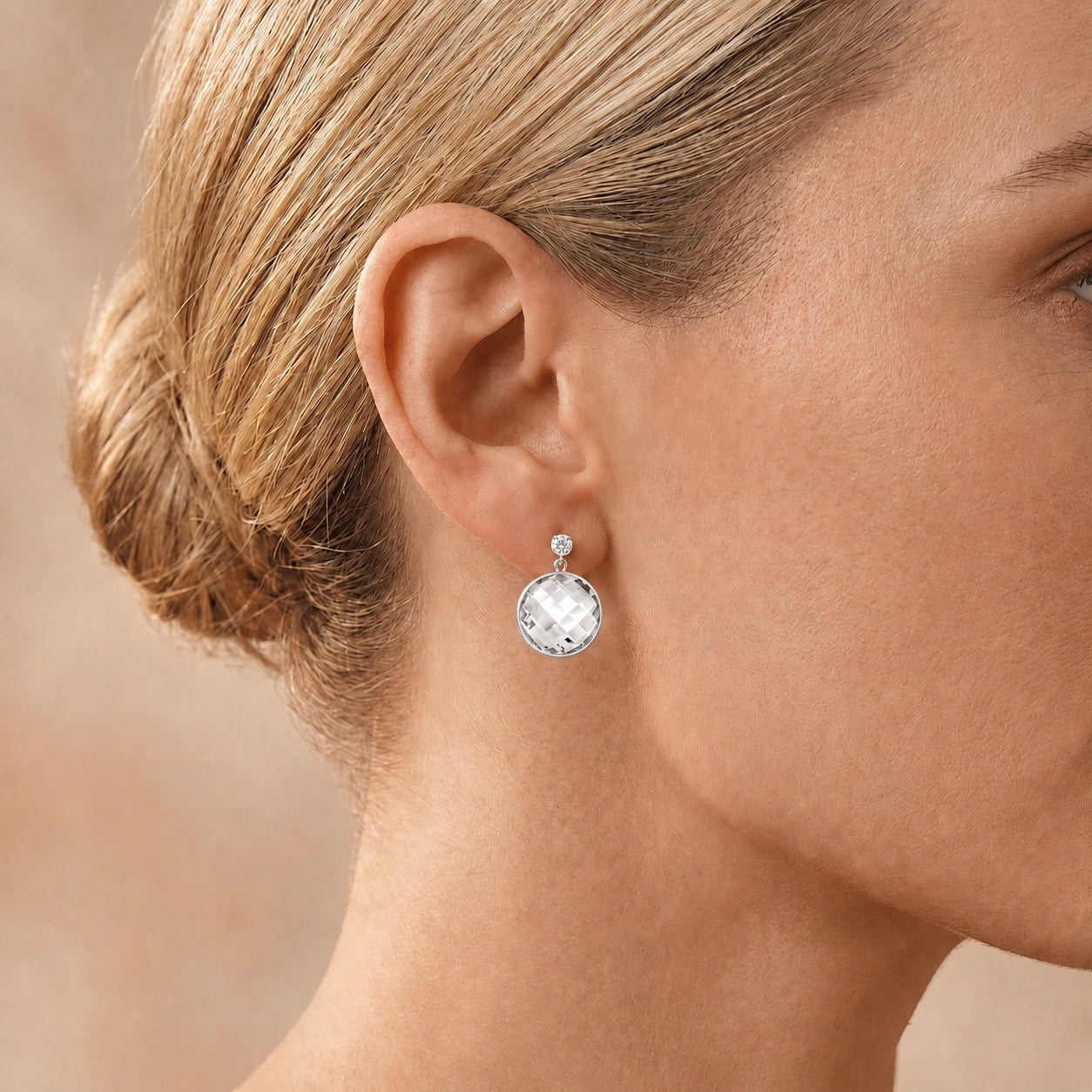 White Gold Earrings White Topaz 10K — Carlotta