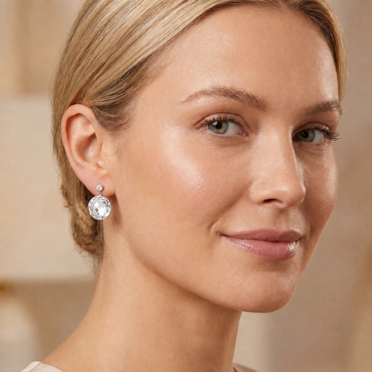White Gold Earrings White Topaz 10K — Carlotta