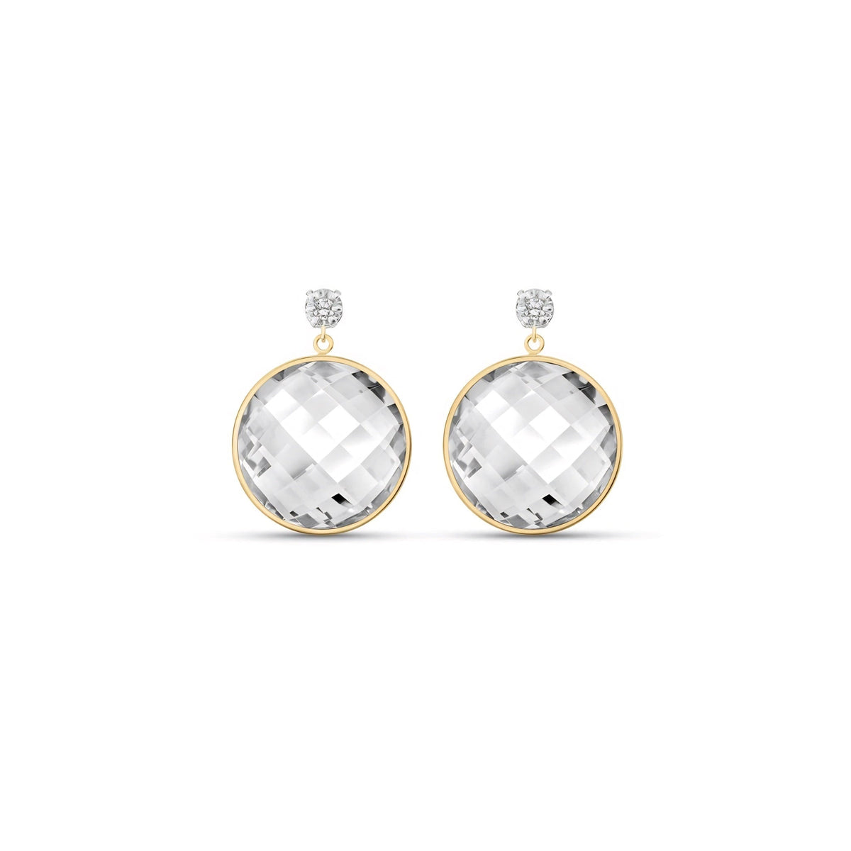 Yellow Gold Earrings White Topaz 10K — Carlotta