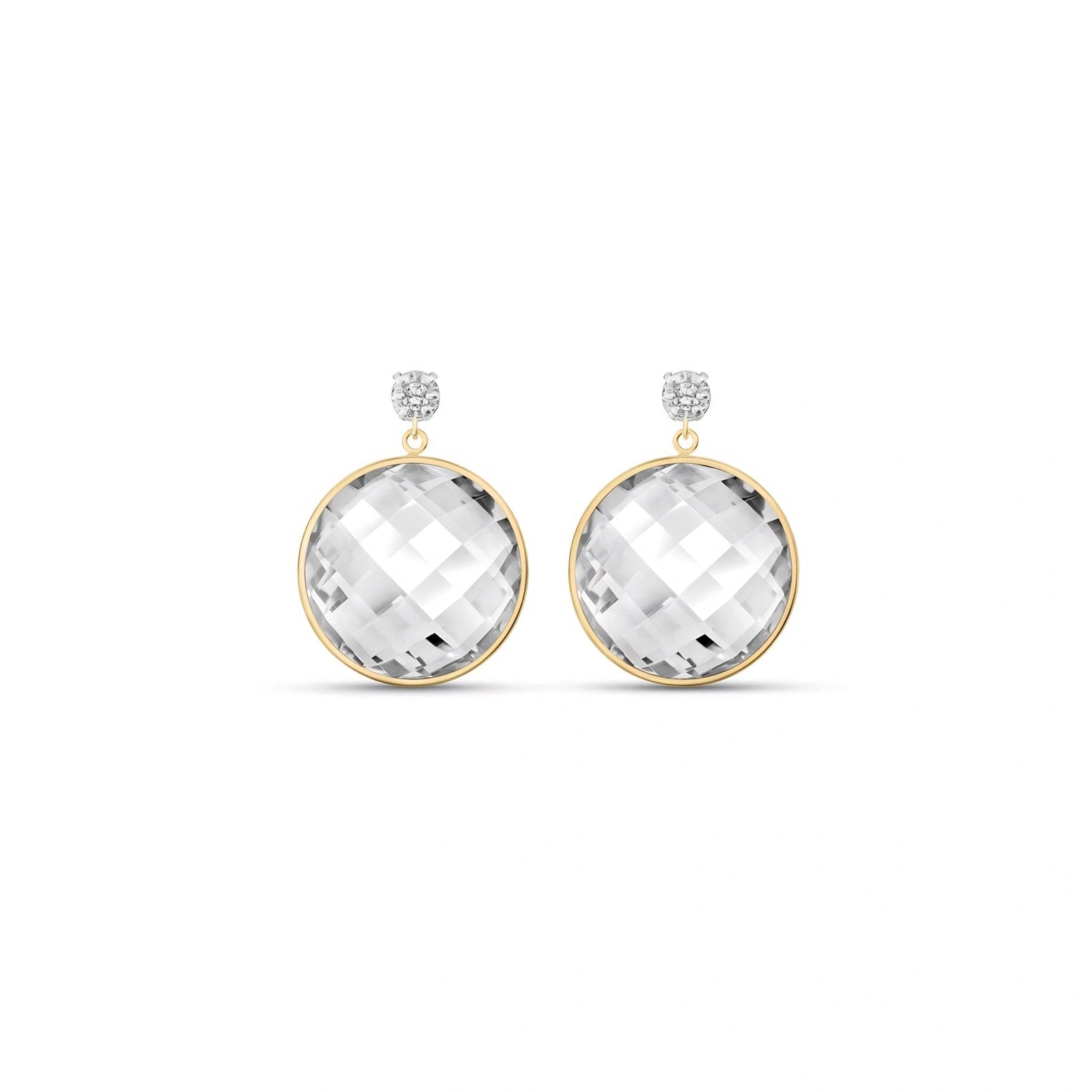 Yellow Gold Earrings White Topaz 10K — Carlotta