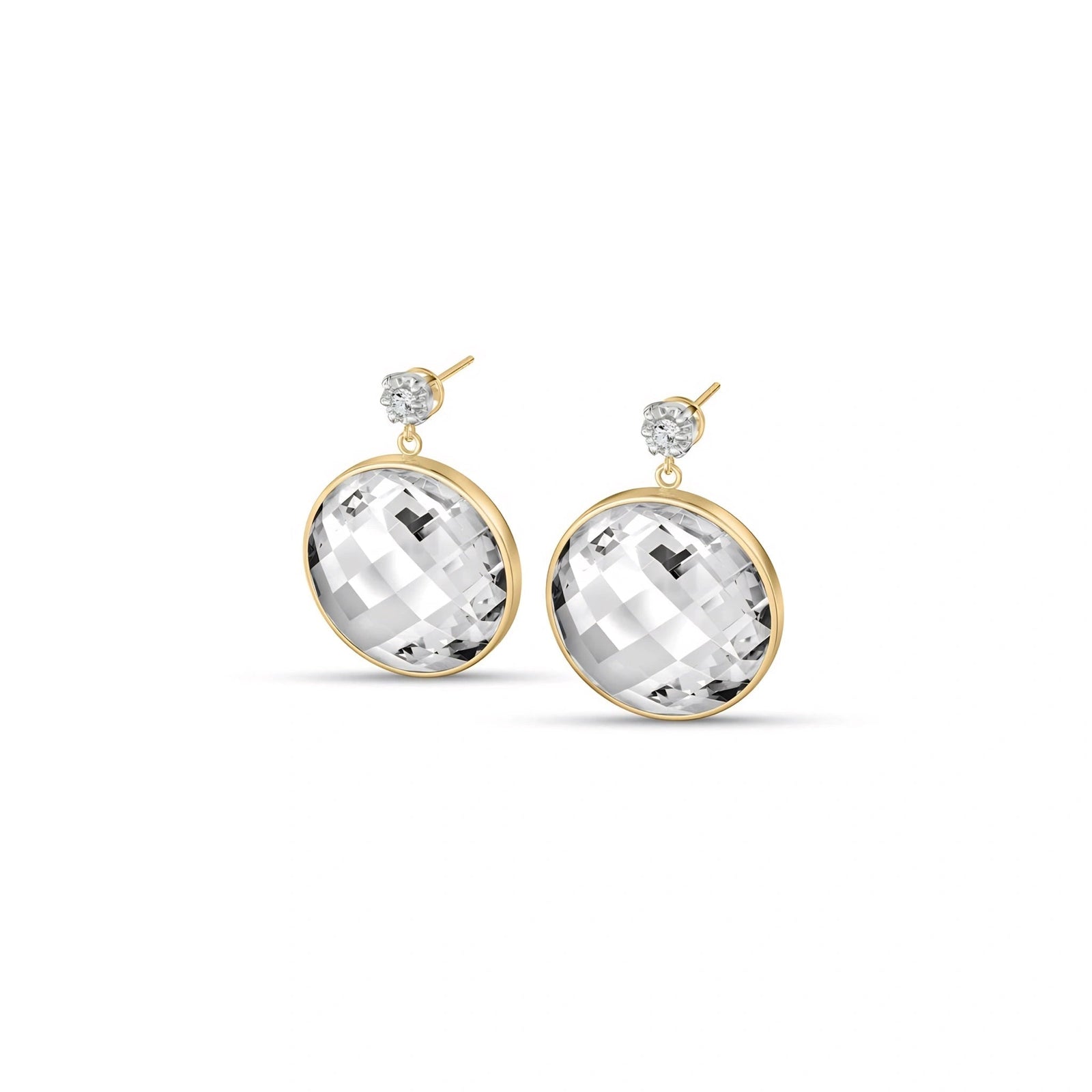 Yellow Gold Earrings White Topaz 10K — Carlotta