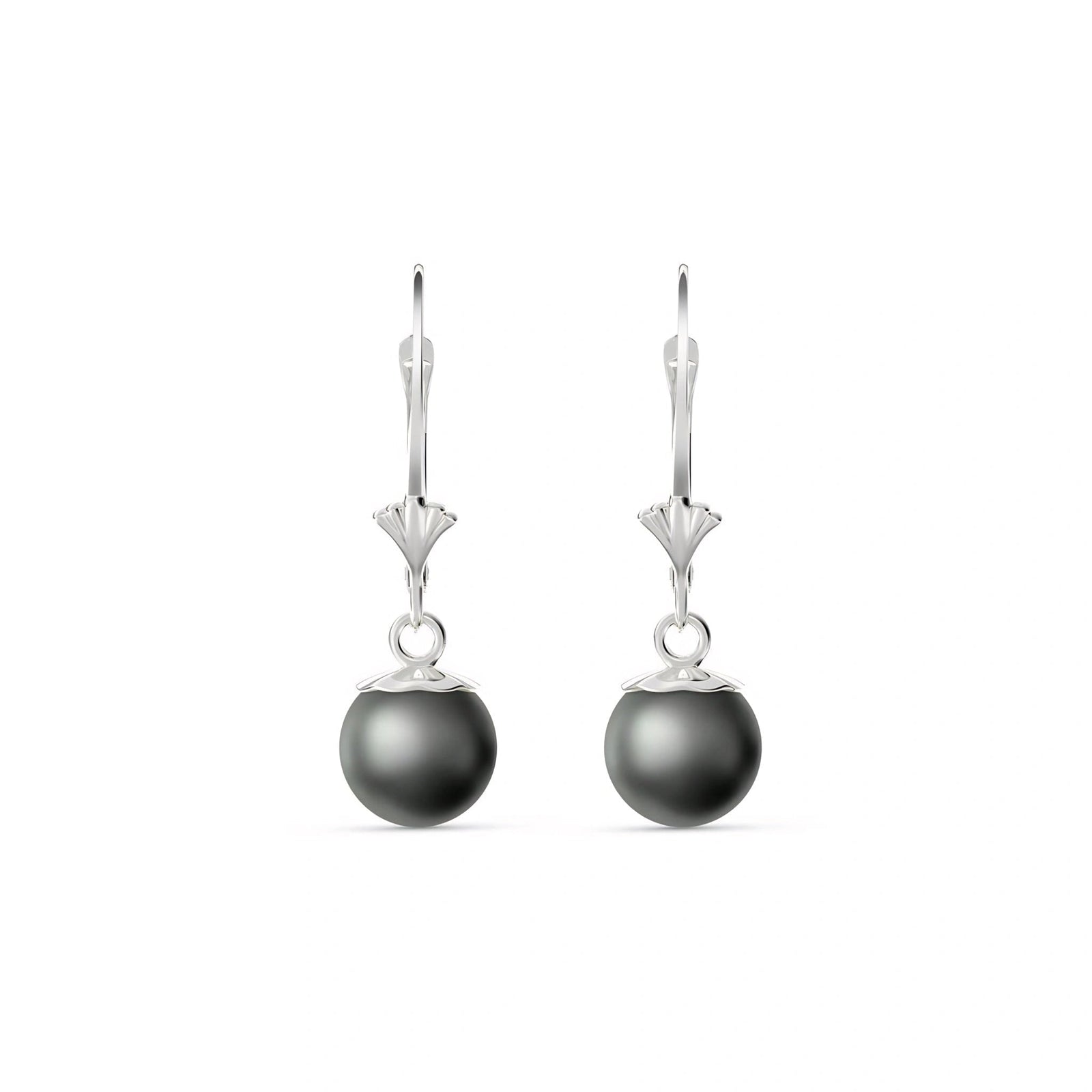 White Gold Aura Earrings Pearl 10K — Natalia