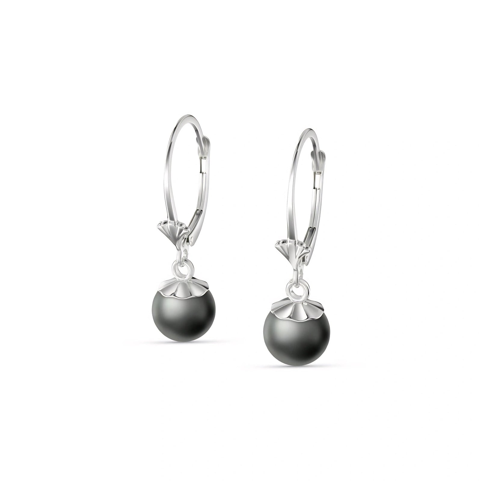 White Gold Aura Earrings Pearl 10K — Natalia