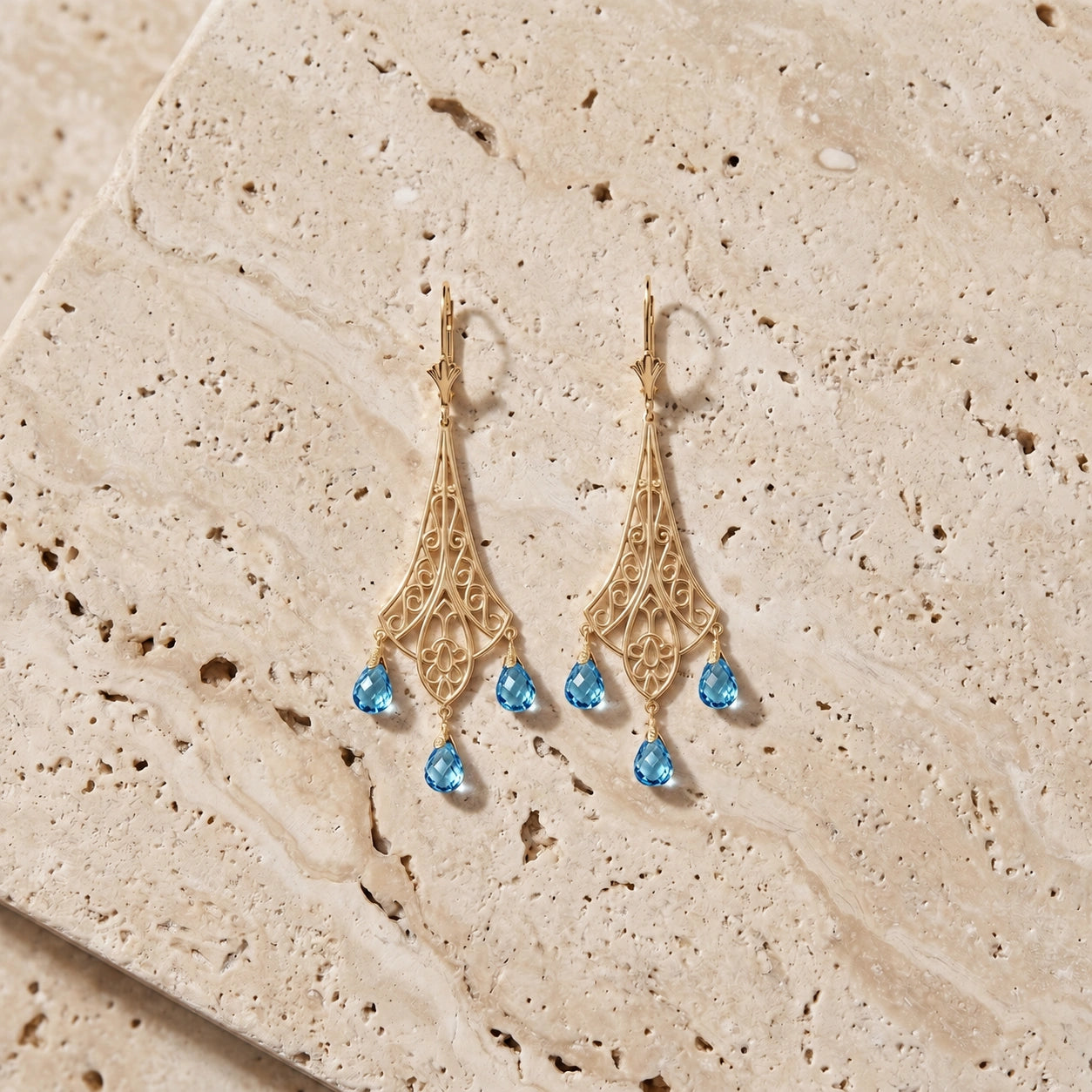 Yellow Gold Blue Topaz — Mariaalessandra