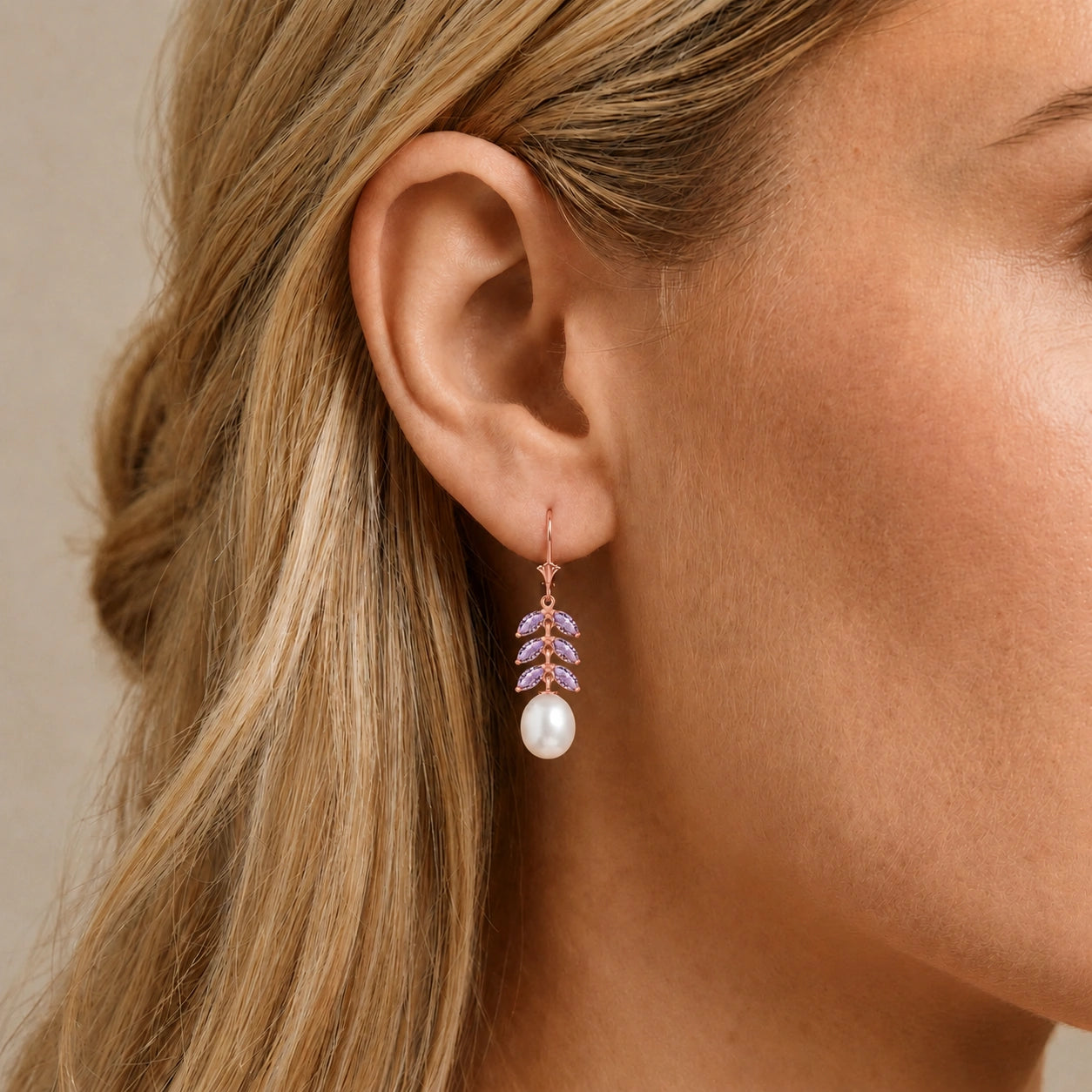 Rose Gold Pearl & Amethyst — Mariaalessia
