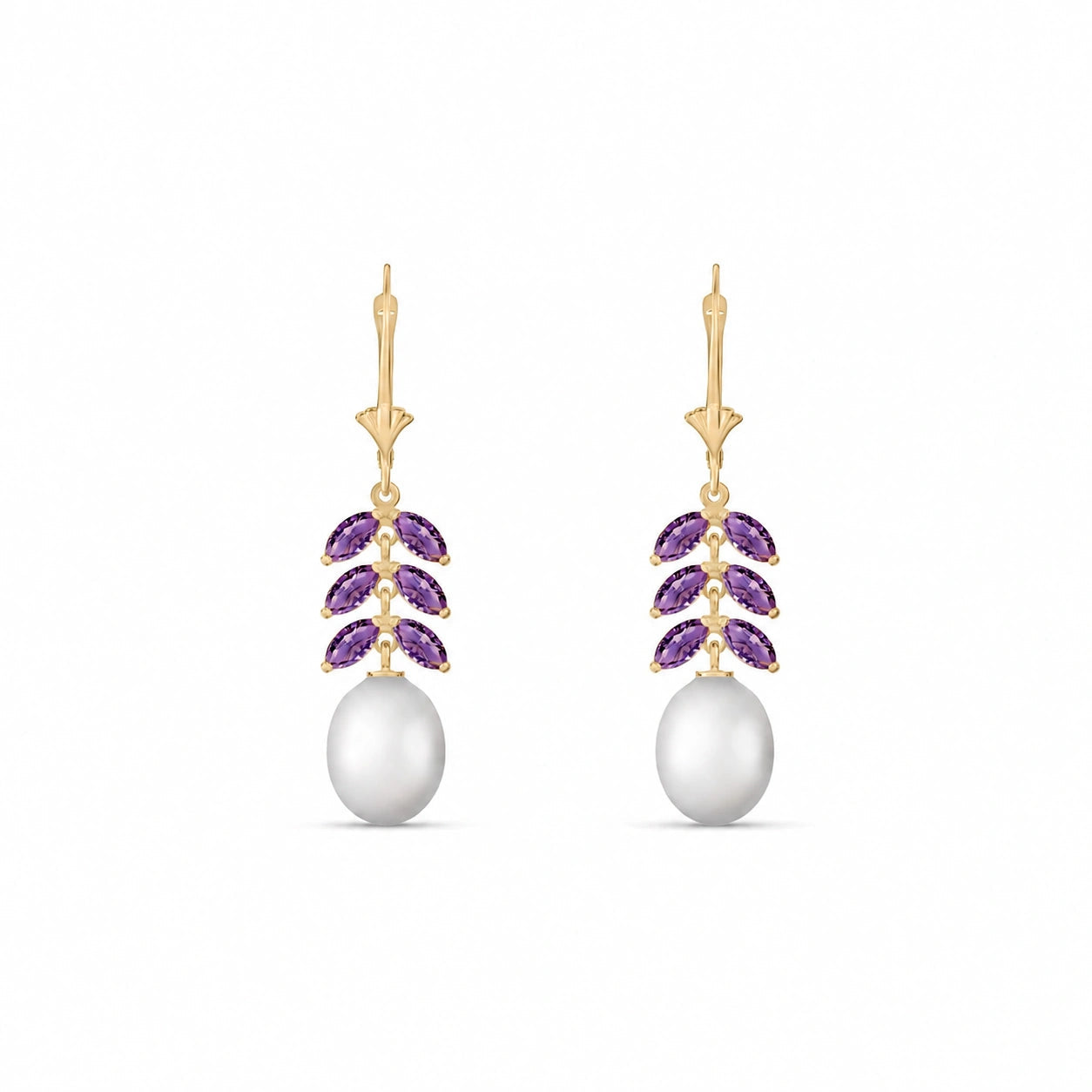 Yellow Gold Pearl & Amethyst — Mariaalessia