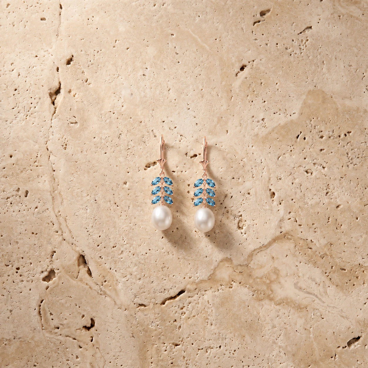 Rose Gold Pearl & Blue Topaz — Mariaalessia