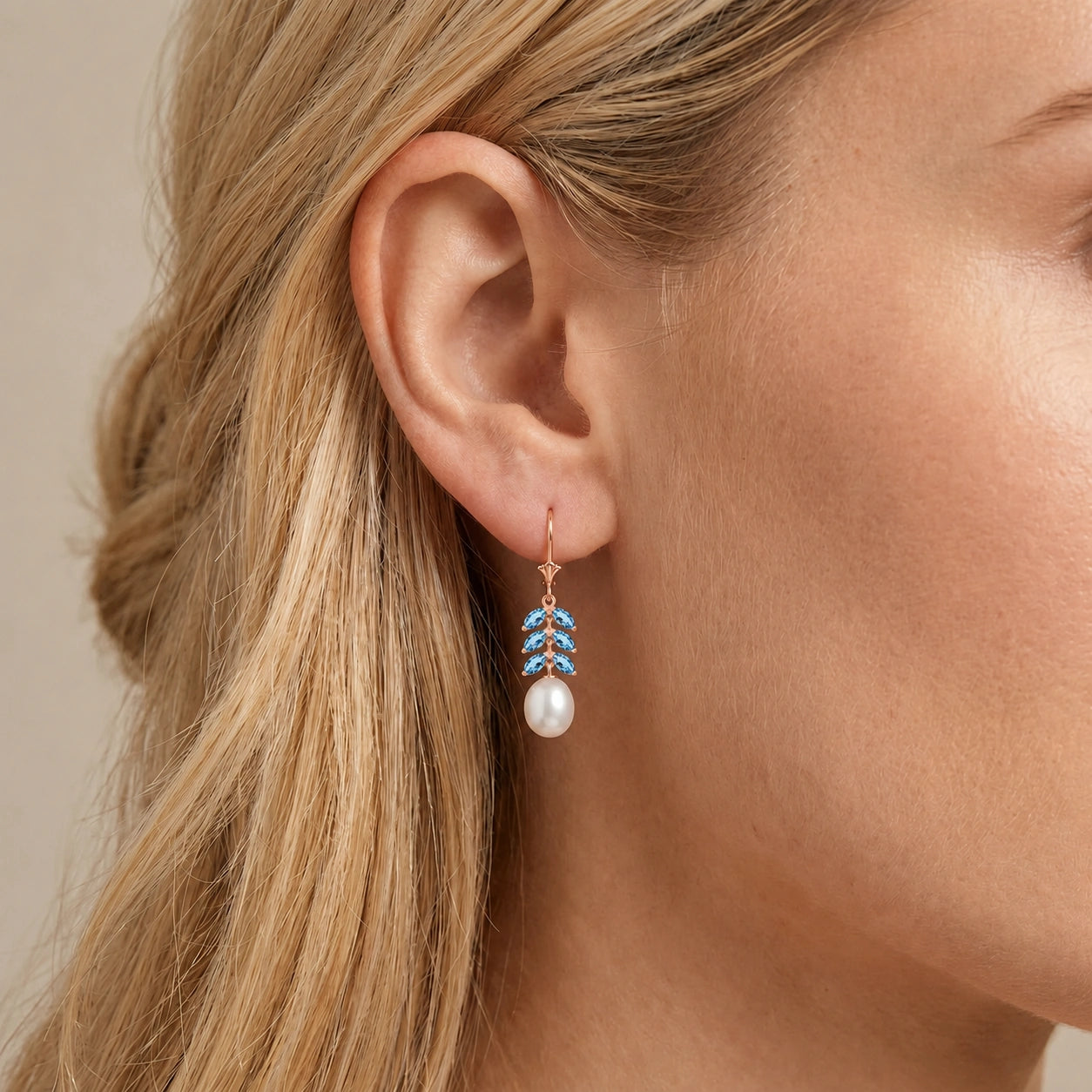 Rose Gold Pearl & Blue Topaz — Mariaalessia