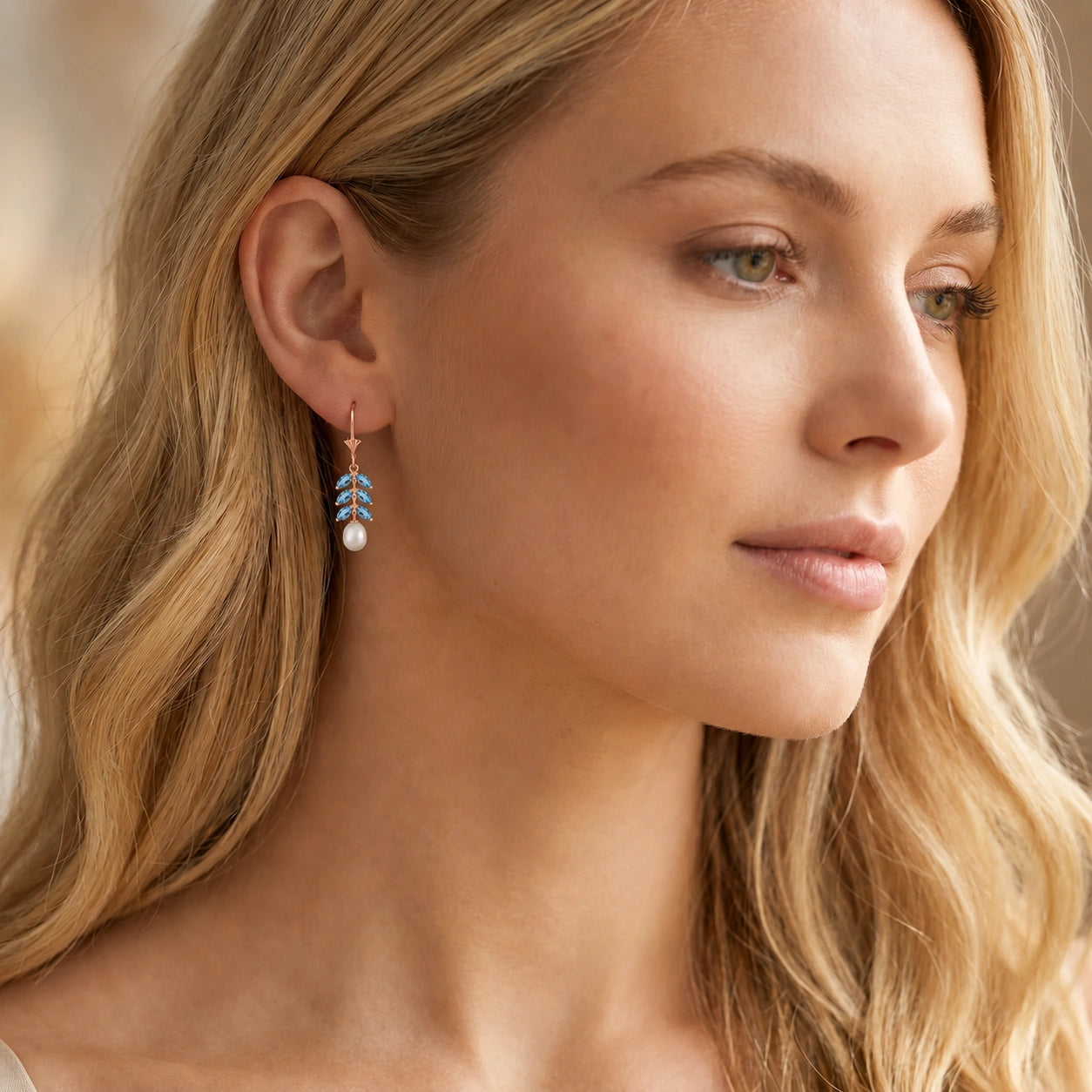 Rose Gold Pearl & Blue Topaz — Mariaalessia