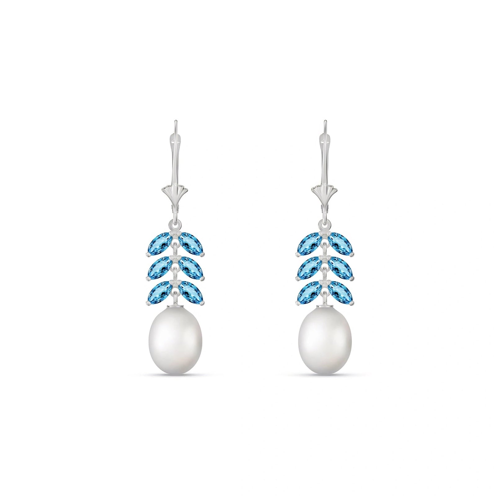 White Gold Pearl & Blue Topaz — Mariaalessia