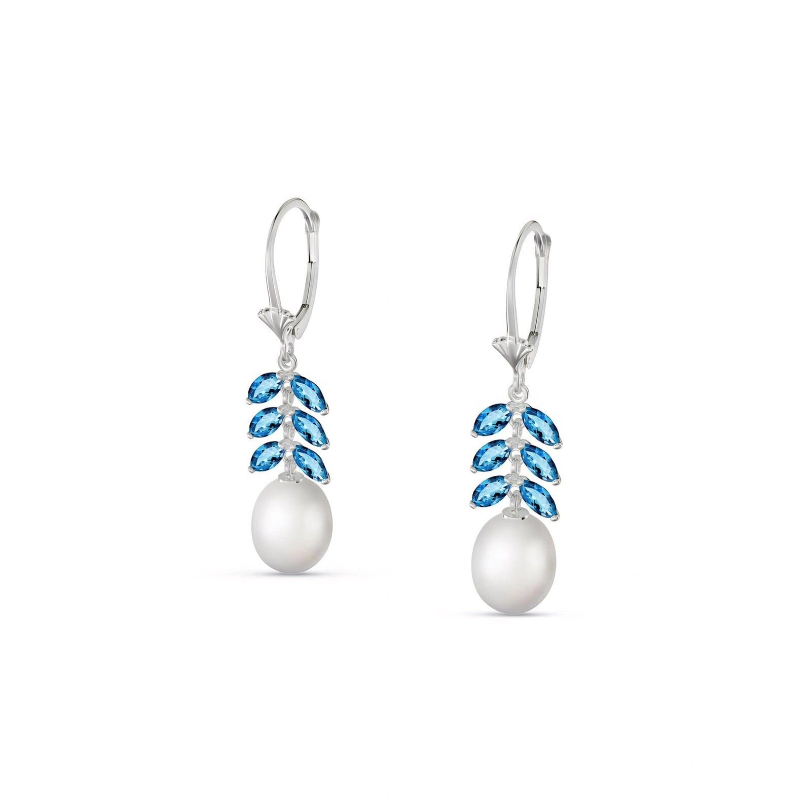 White Gold Pearl & Blue Topaz — Mariaalessia