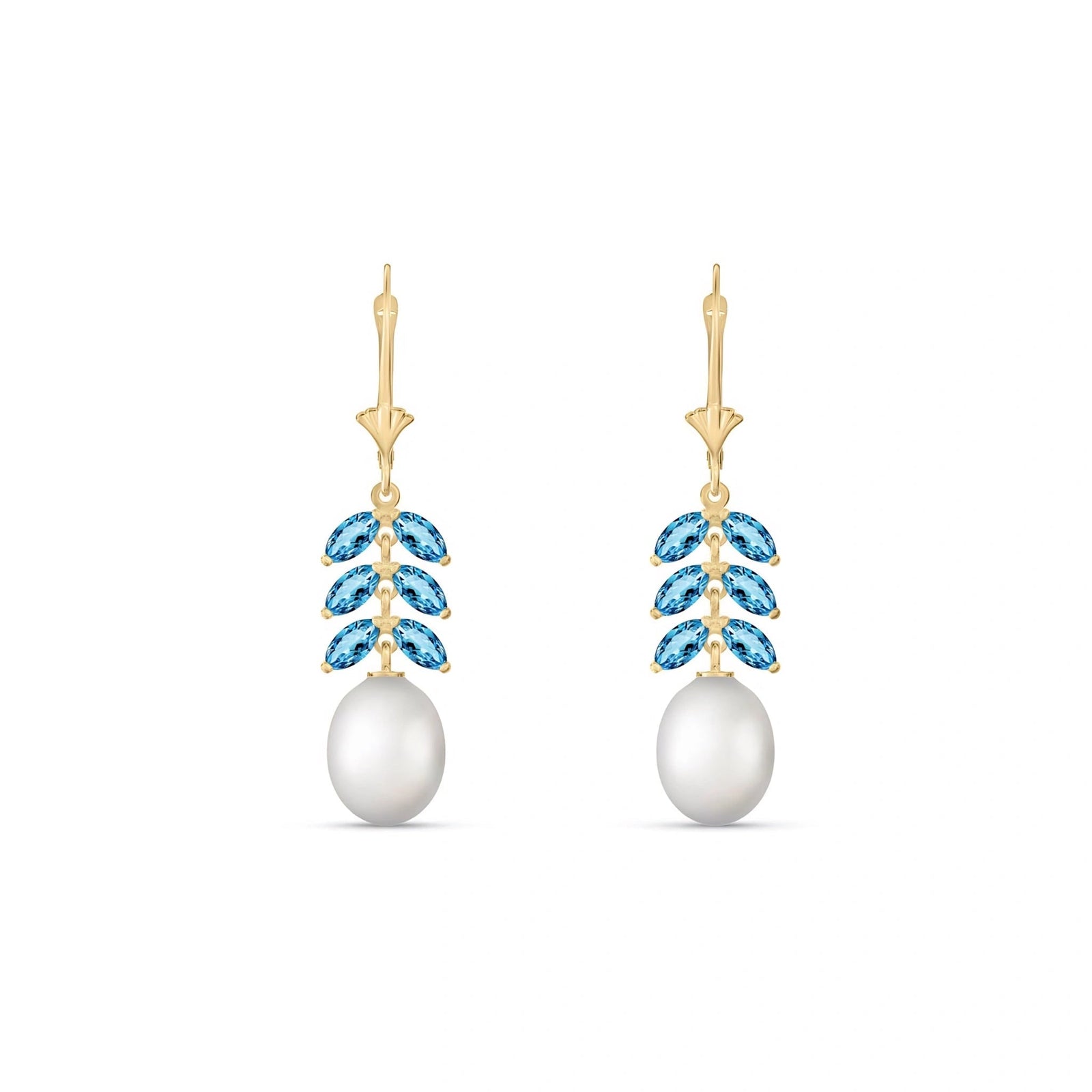 Yellow Gold Pearl & Blue Topaz — Mariaalessia