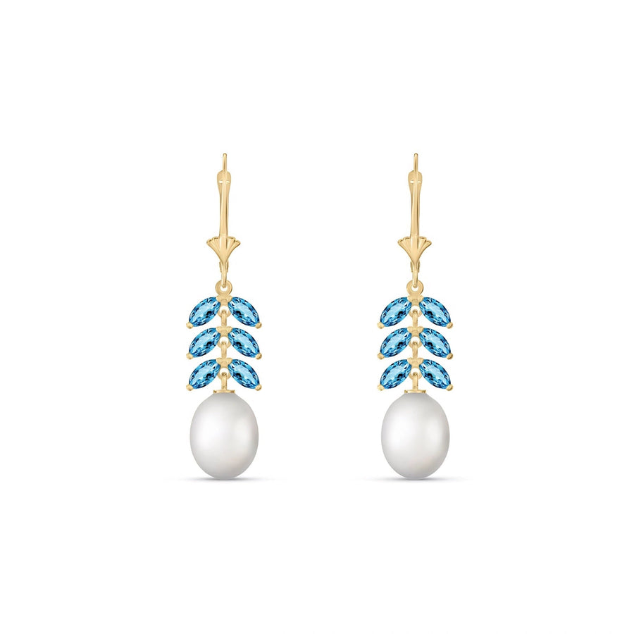 Yellow Gold Pearl & Blue Topaz — Mariaalessia