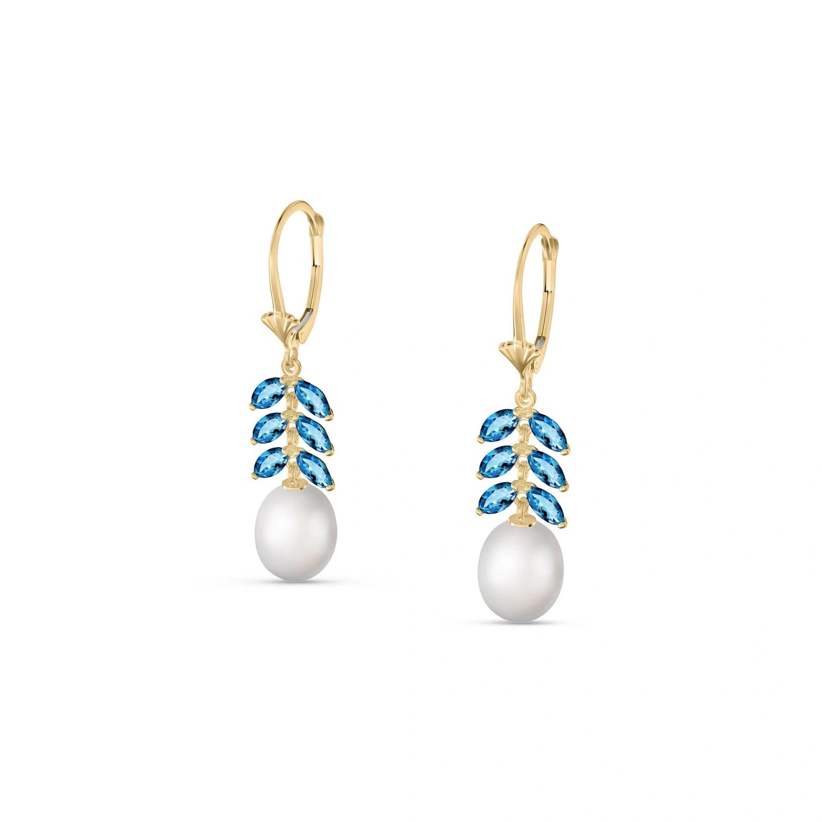 Yellow Gold Pearl & Blue Topaz — Mariaalessia