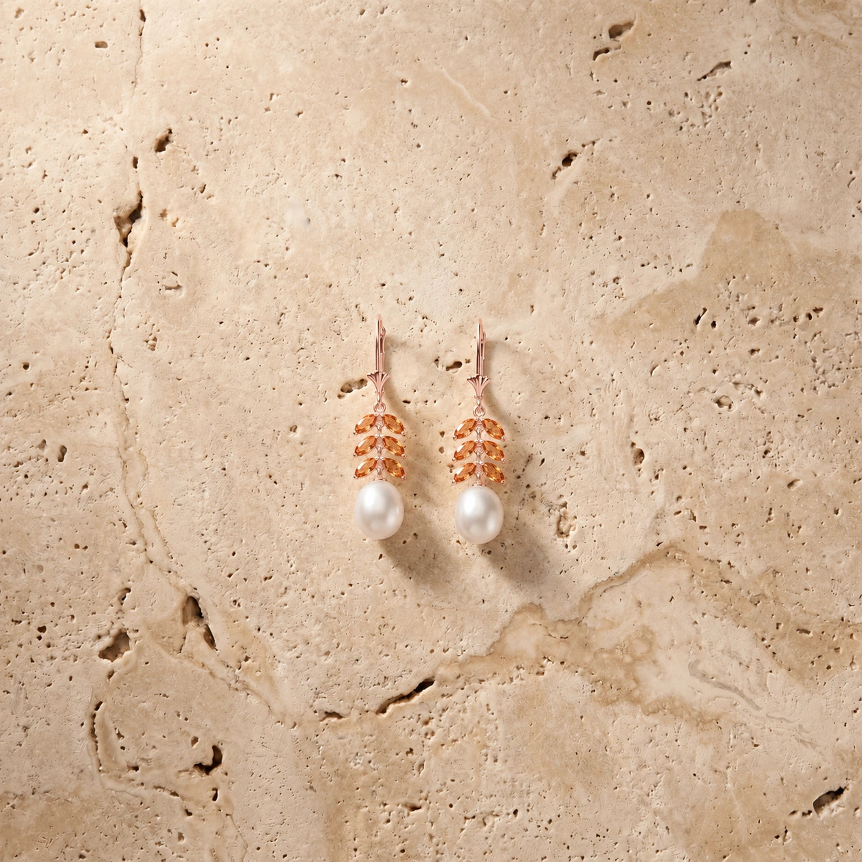 Rose Gold Pearl & Citrine — Mariaalessia