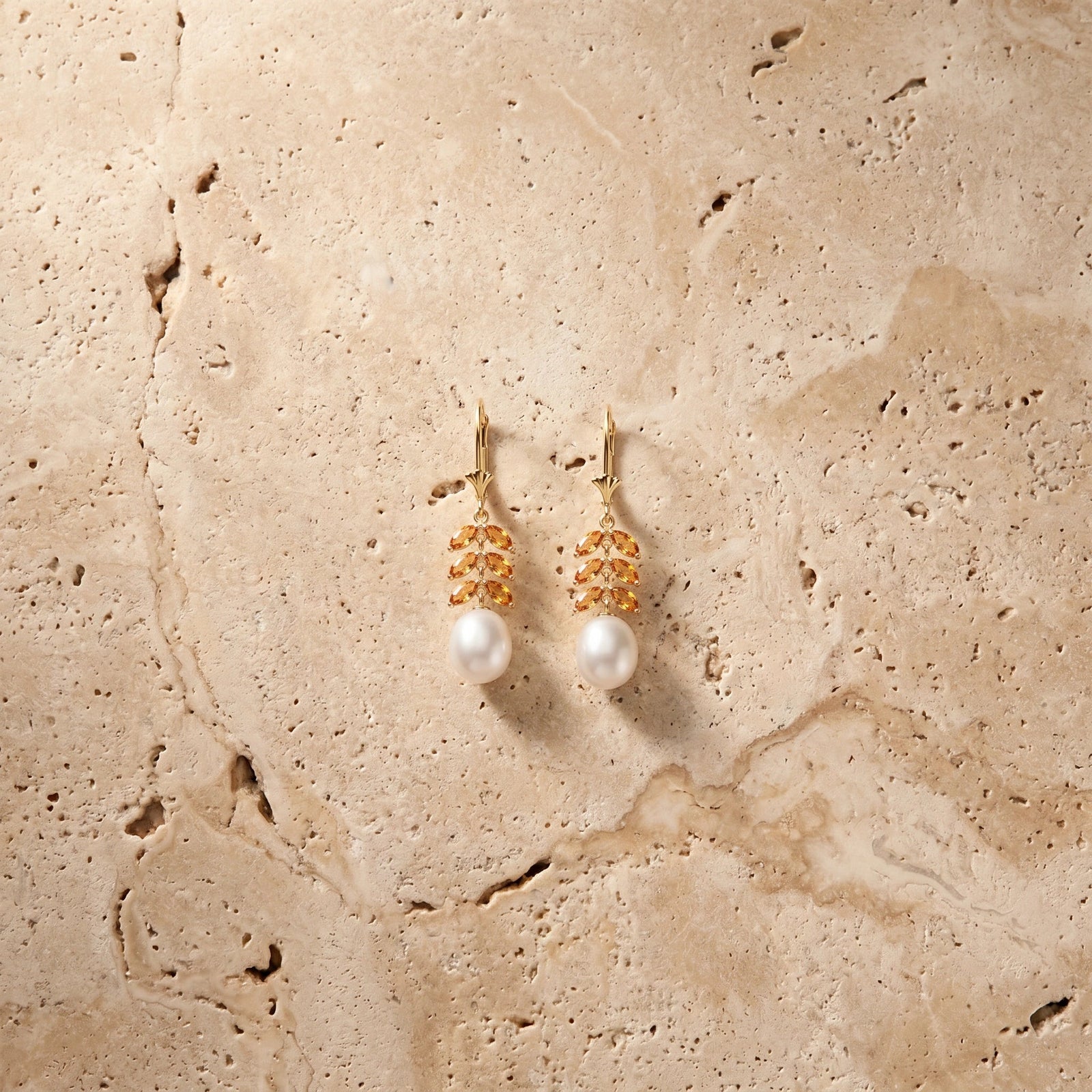 Yellow Gold Pearl & Citrine — Mariaalessia