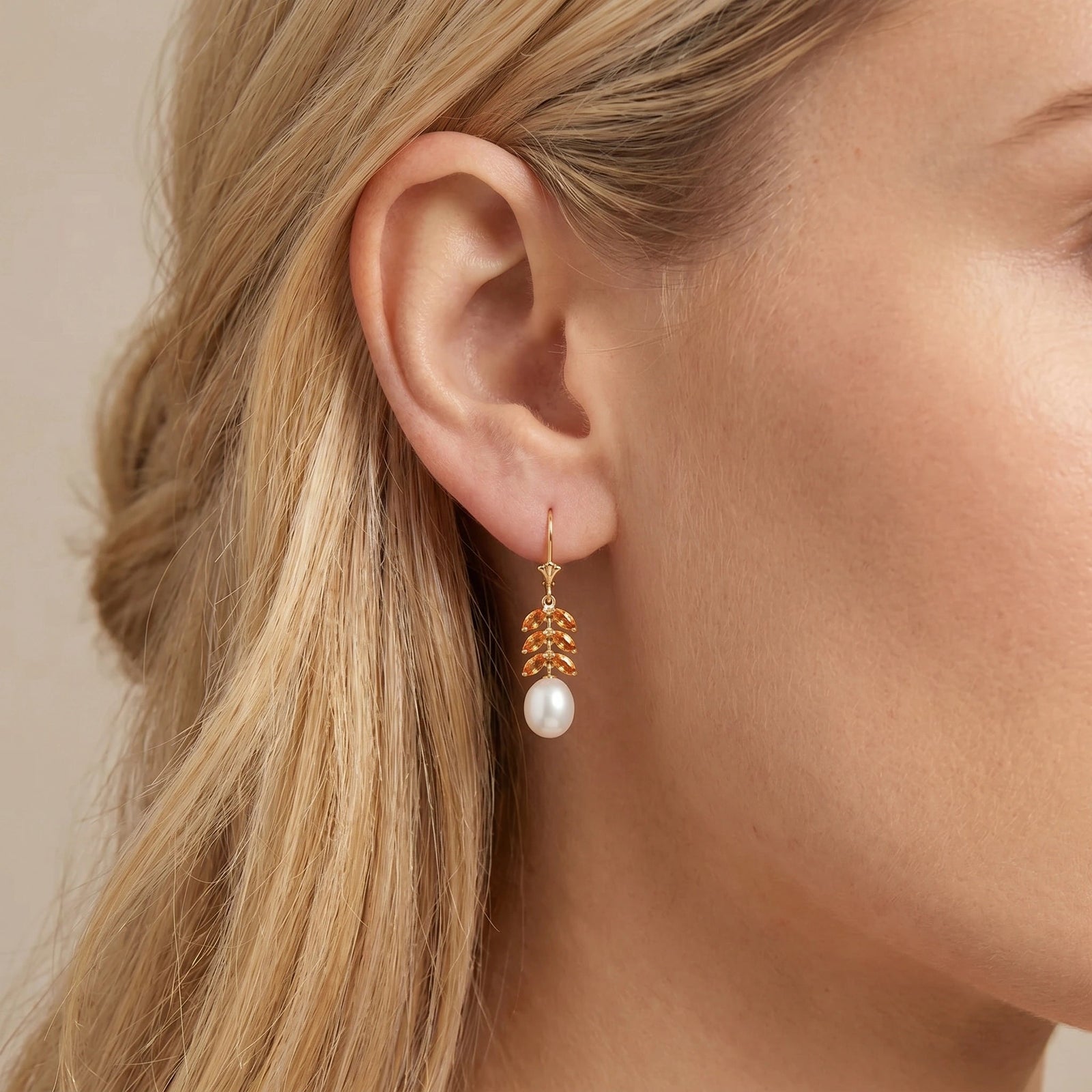 Yellow Gold Pearl & Citrine — Mariaalessia