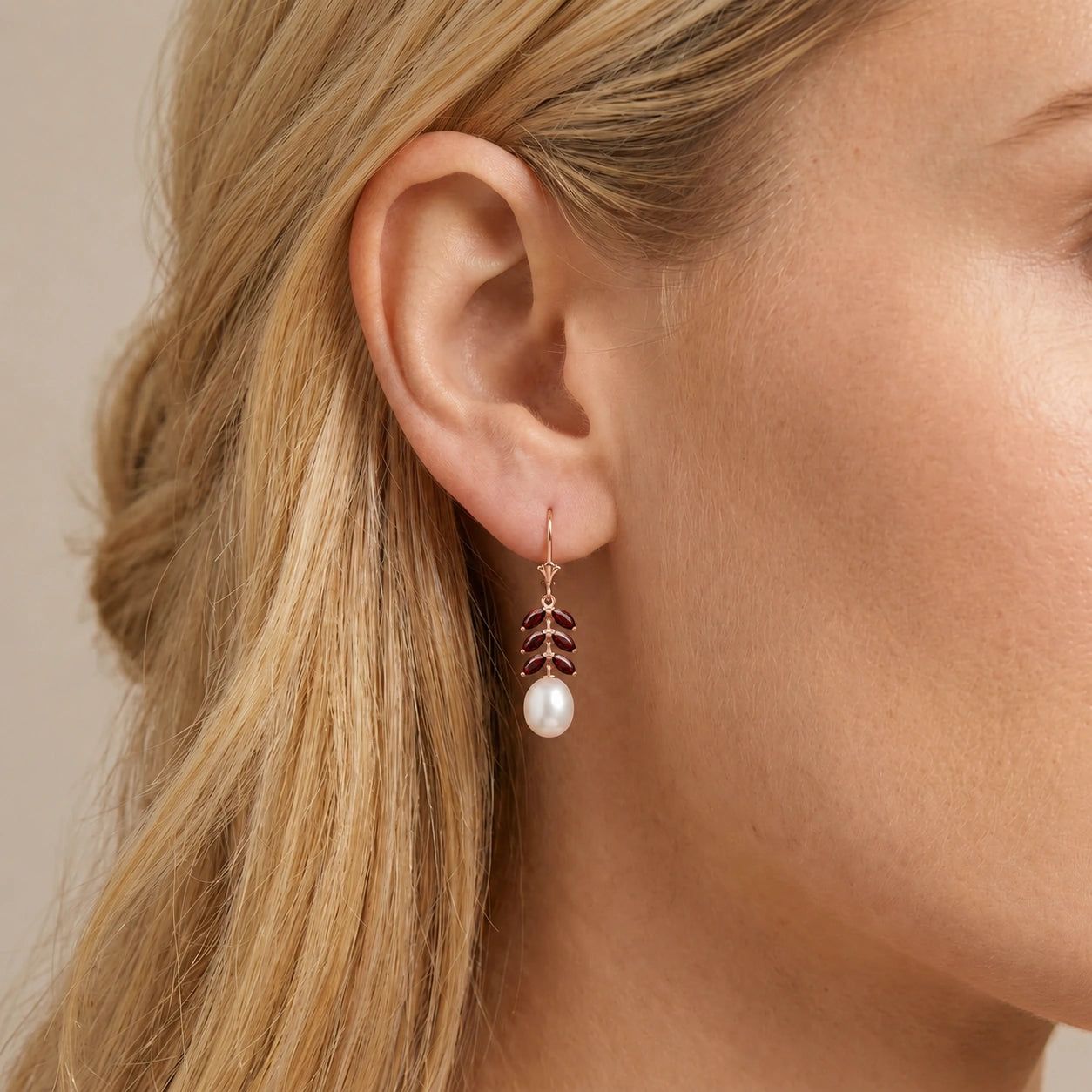 Rose Gold Pearl & Garnet — Mariaalessia