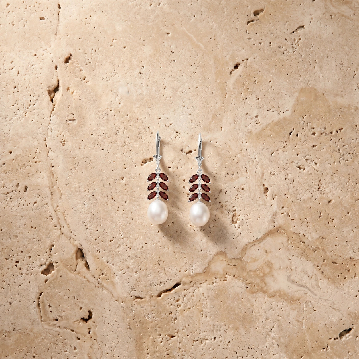 White Gold Pearl & Garnet — Mariaalessia