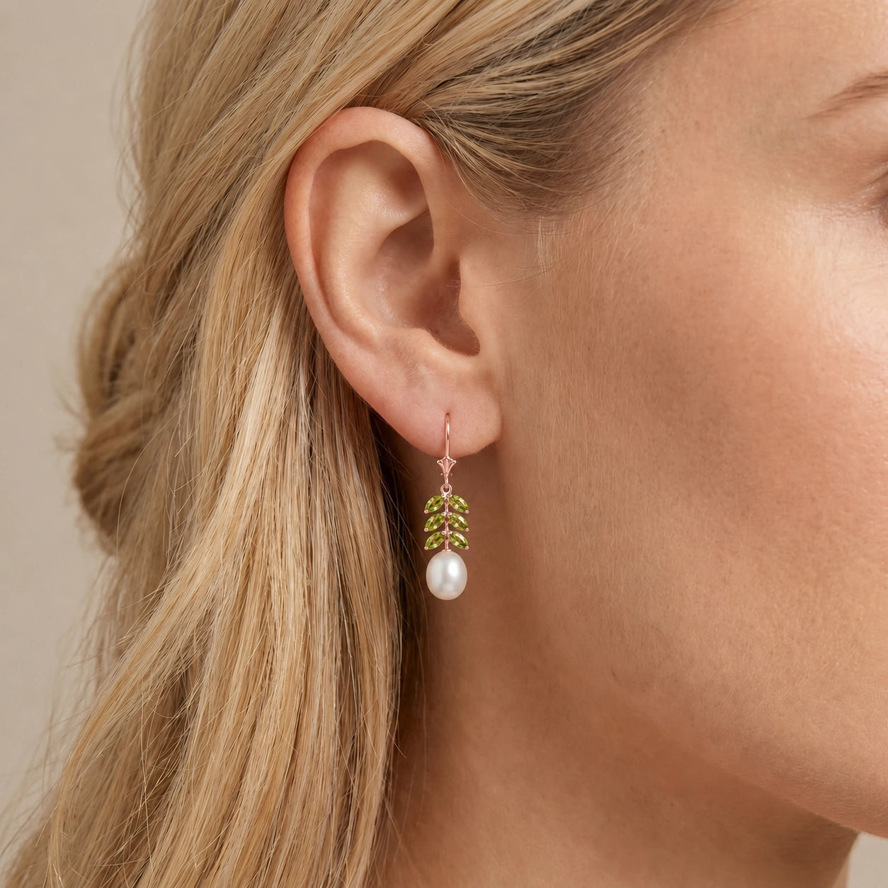 Rose Gold Peridot & Pearl — Mariaalessia
