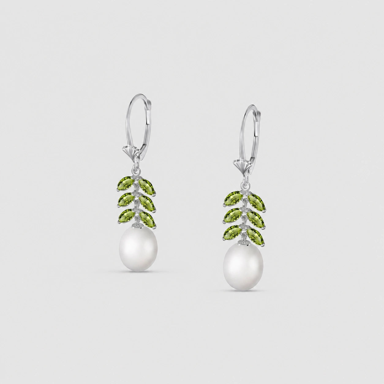 White Gold Peridot & Pearl — Mariaalessia