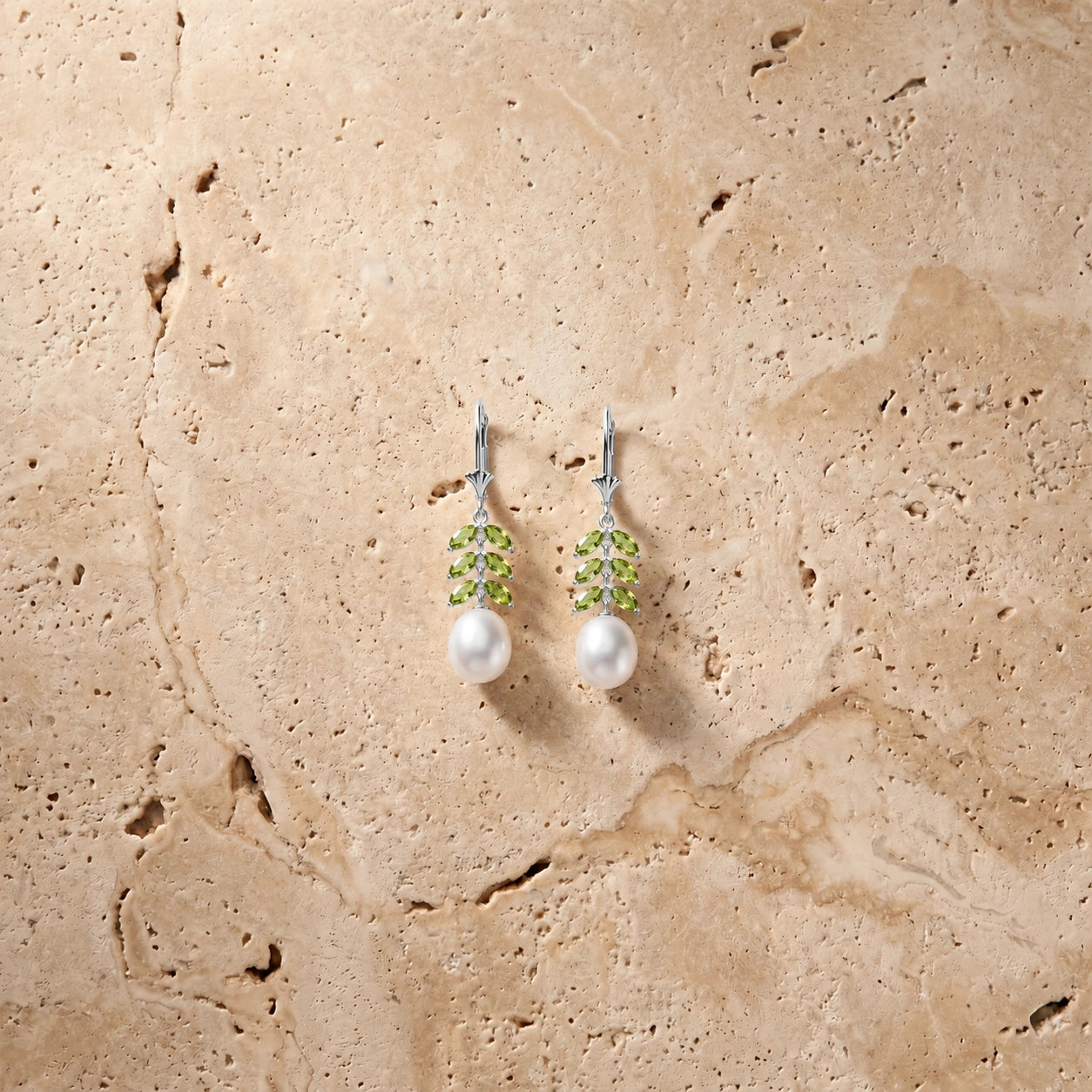 White Gold Peridot & Pearl — Mariaalessia