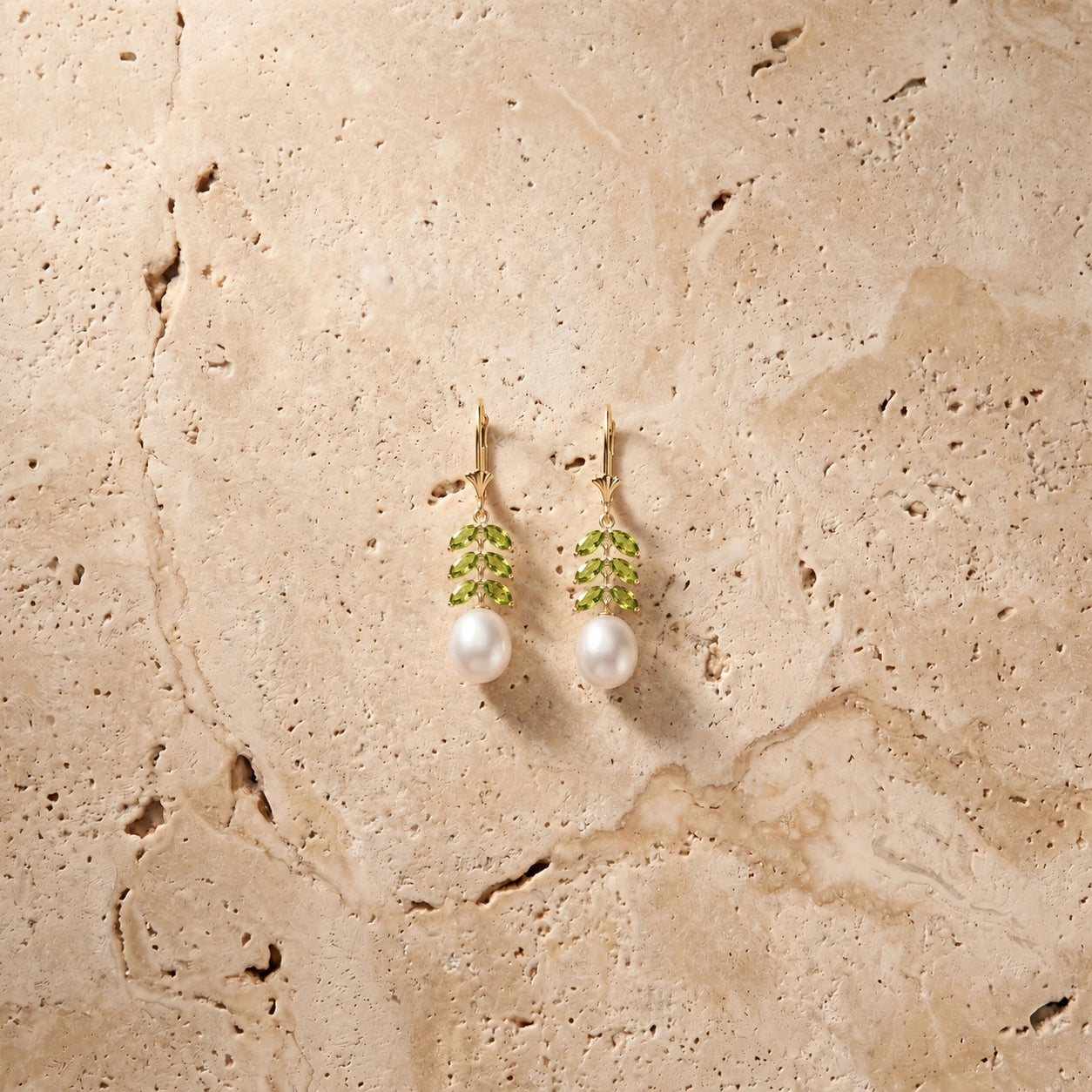 Yellow Gold Peridot & Pearl — Mariaalessia
