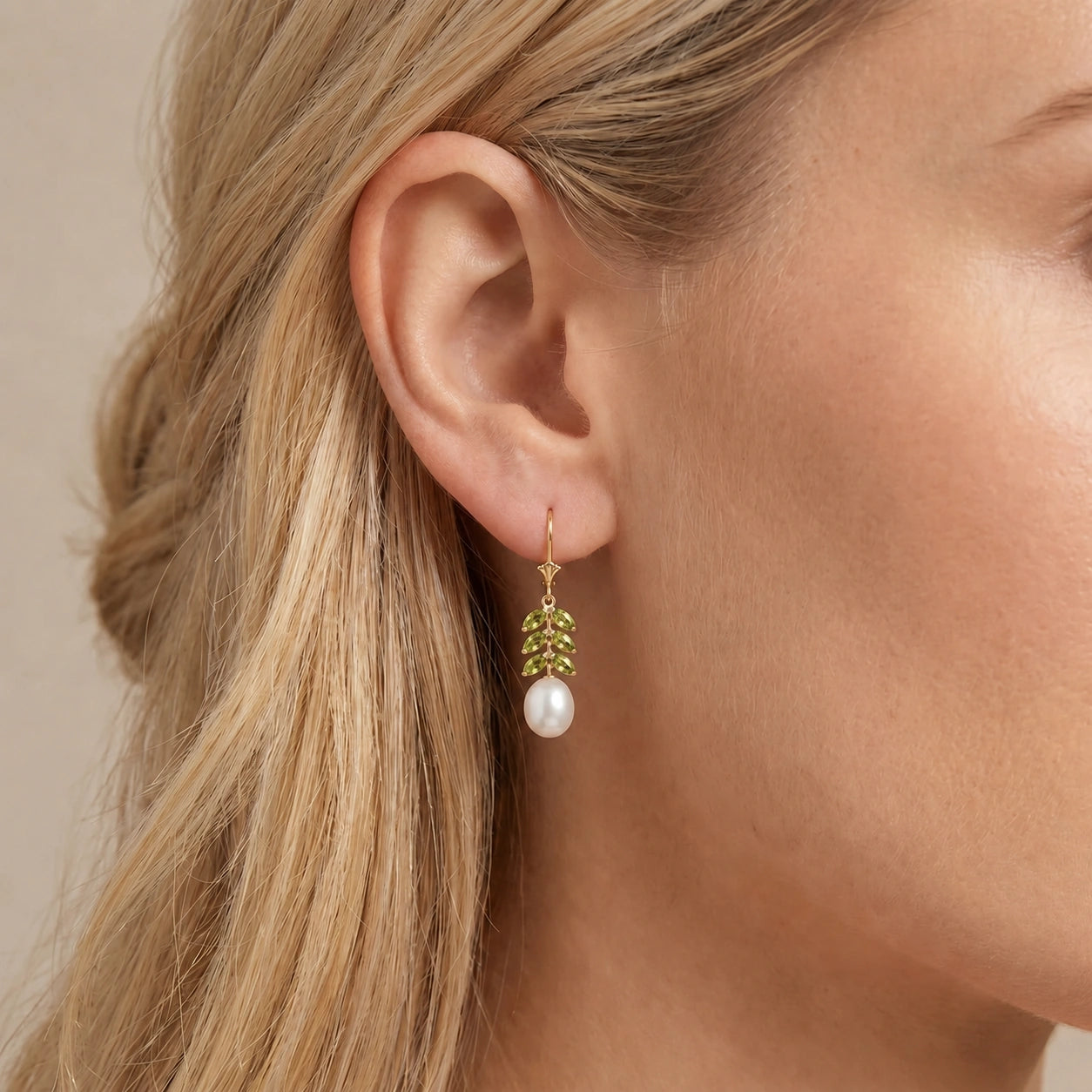 Yellow Gold Peridot & Pearl — Mariaalessia