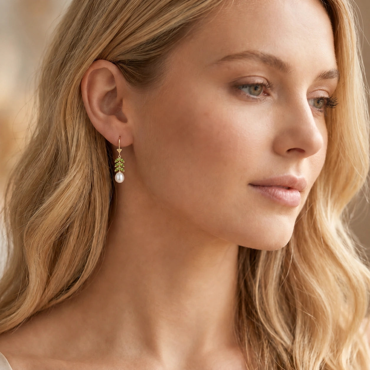Yellow Gold Peridot & Pearl — Mariaalessia