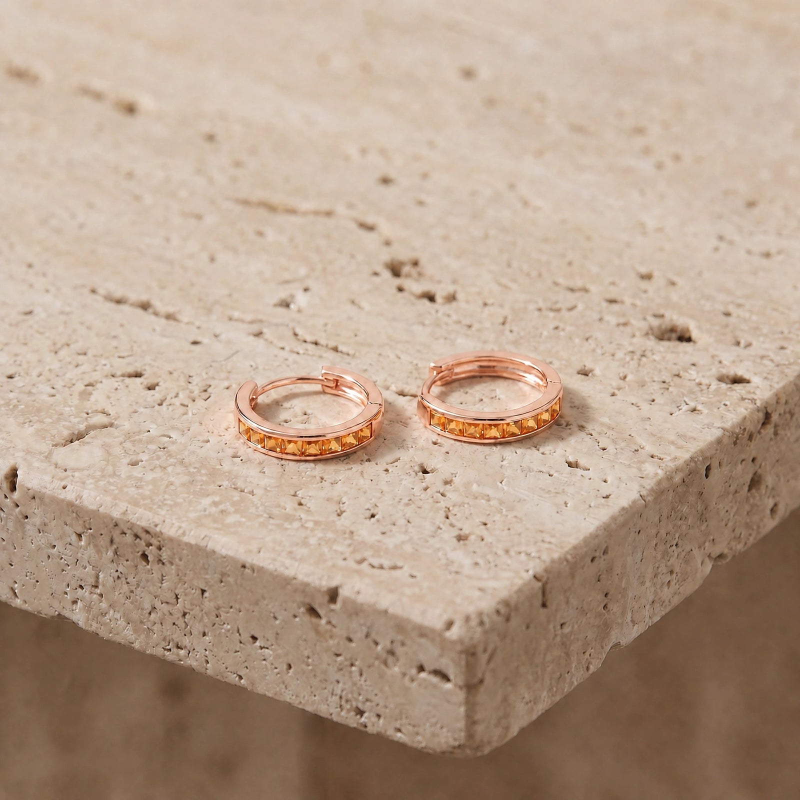 Rose Gold Earrings Citrine 10K — Rachele