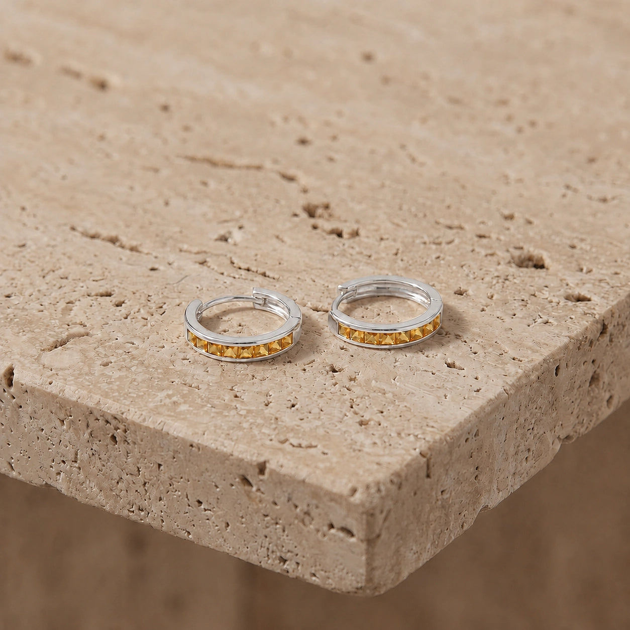 White Gold Earrings Citrine 10K — Rachele