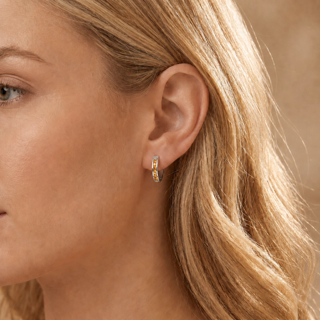 White Gold Earrings Citrine 10K — Rachele