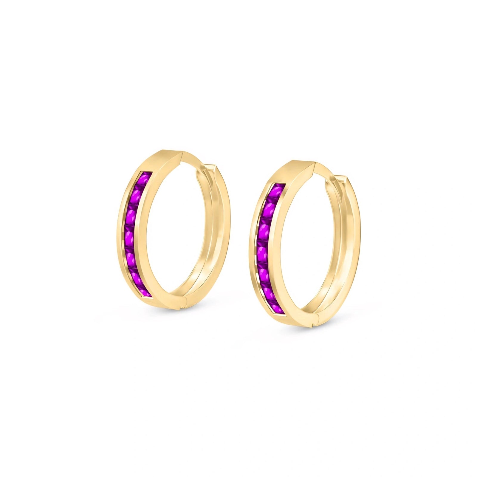 Yellow Gold Earrings Pink Sapphire 10K — Rachele
