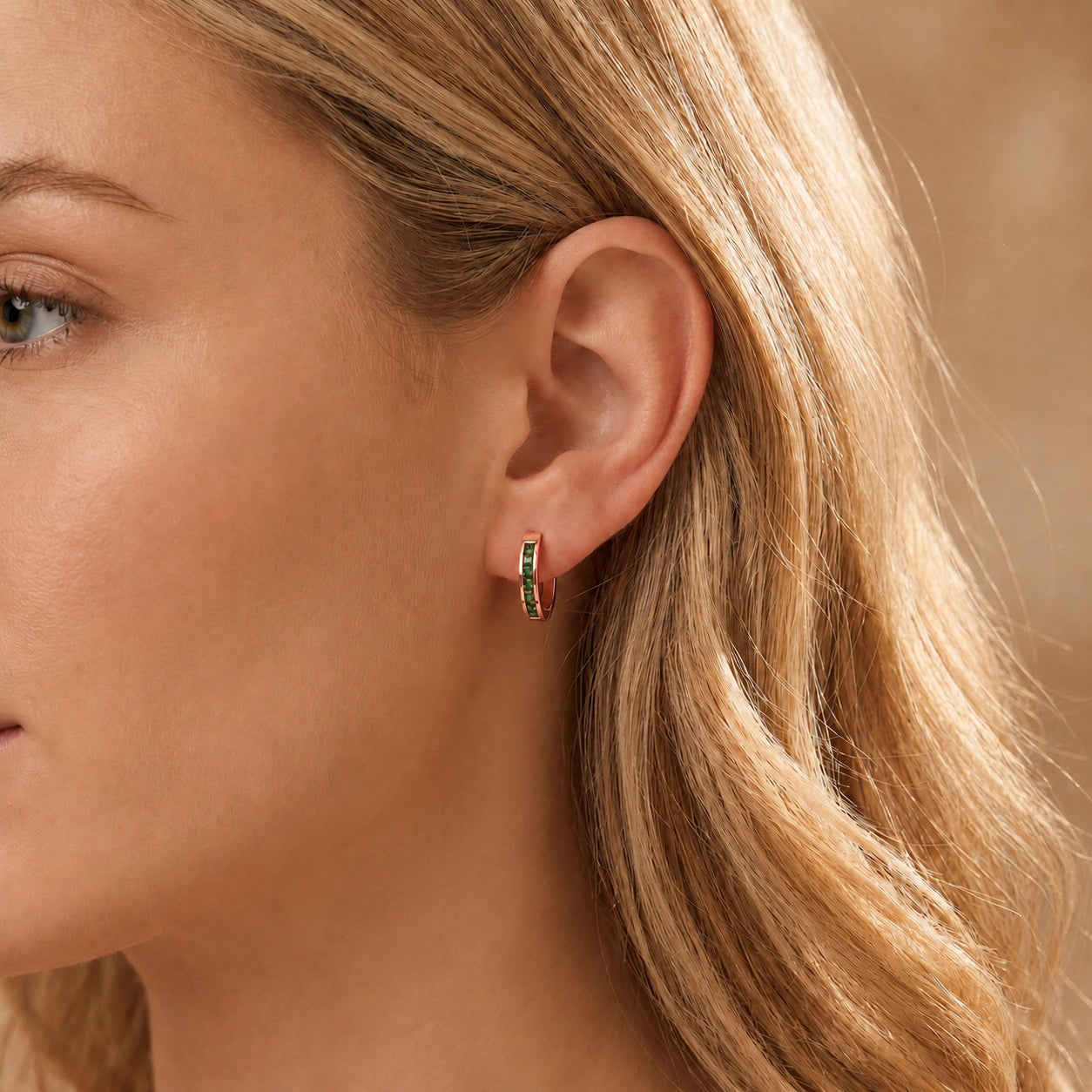 Rose Gold Earrings Green Sapphire 10K — Rachele
