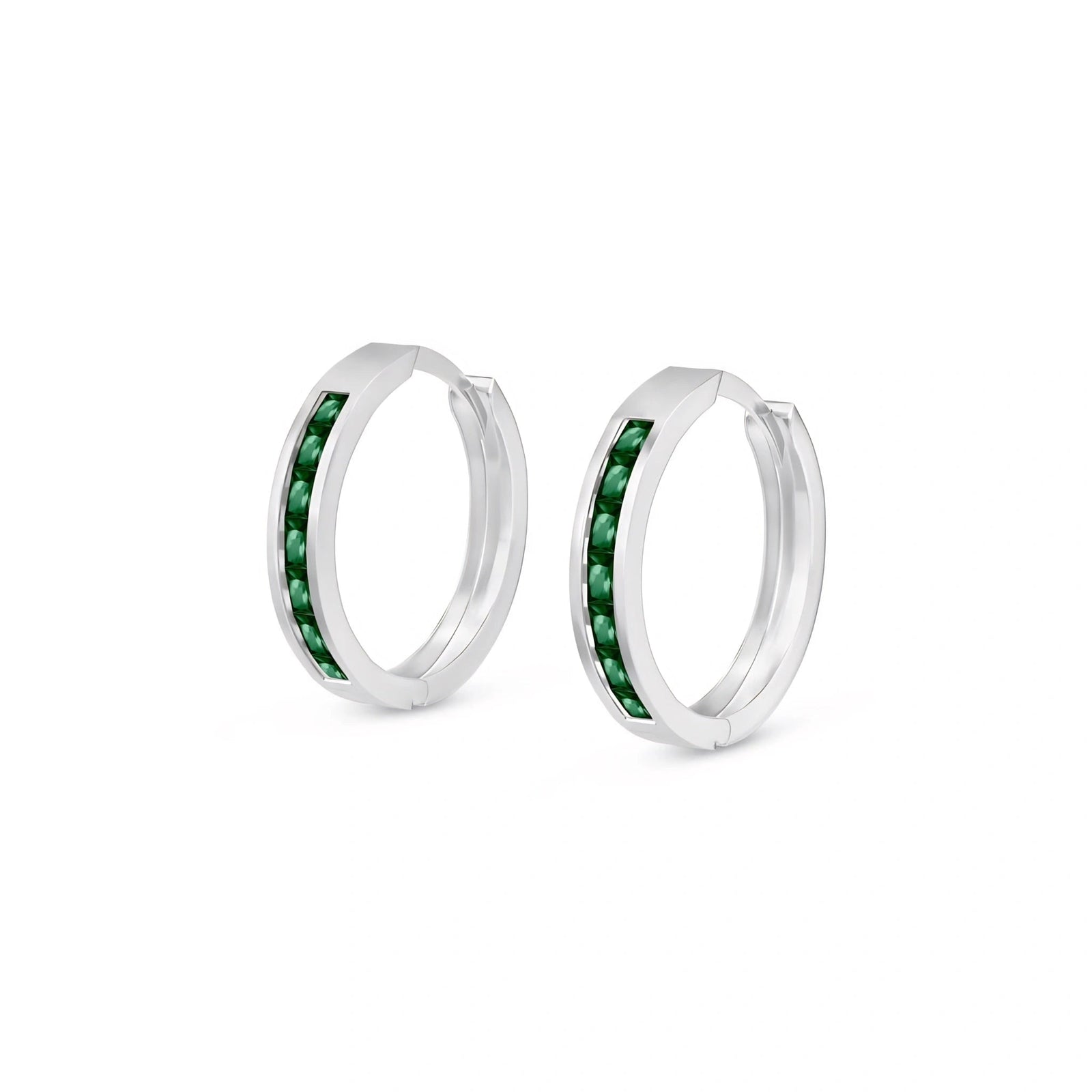 White Gold Earrings Green Sapphire 10K — Rachele