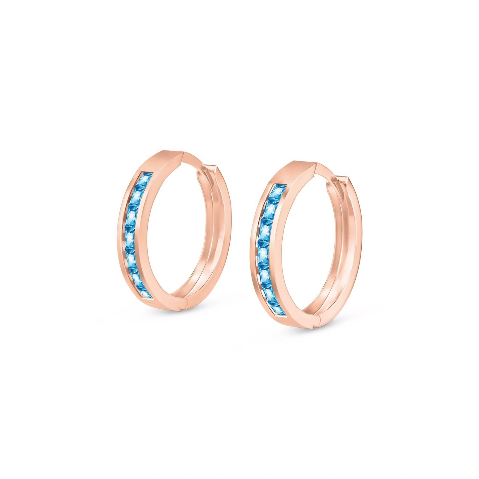 Rose Gold Earrings Blue Topaz 10K — Rachele